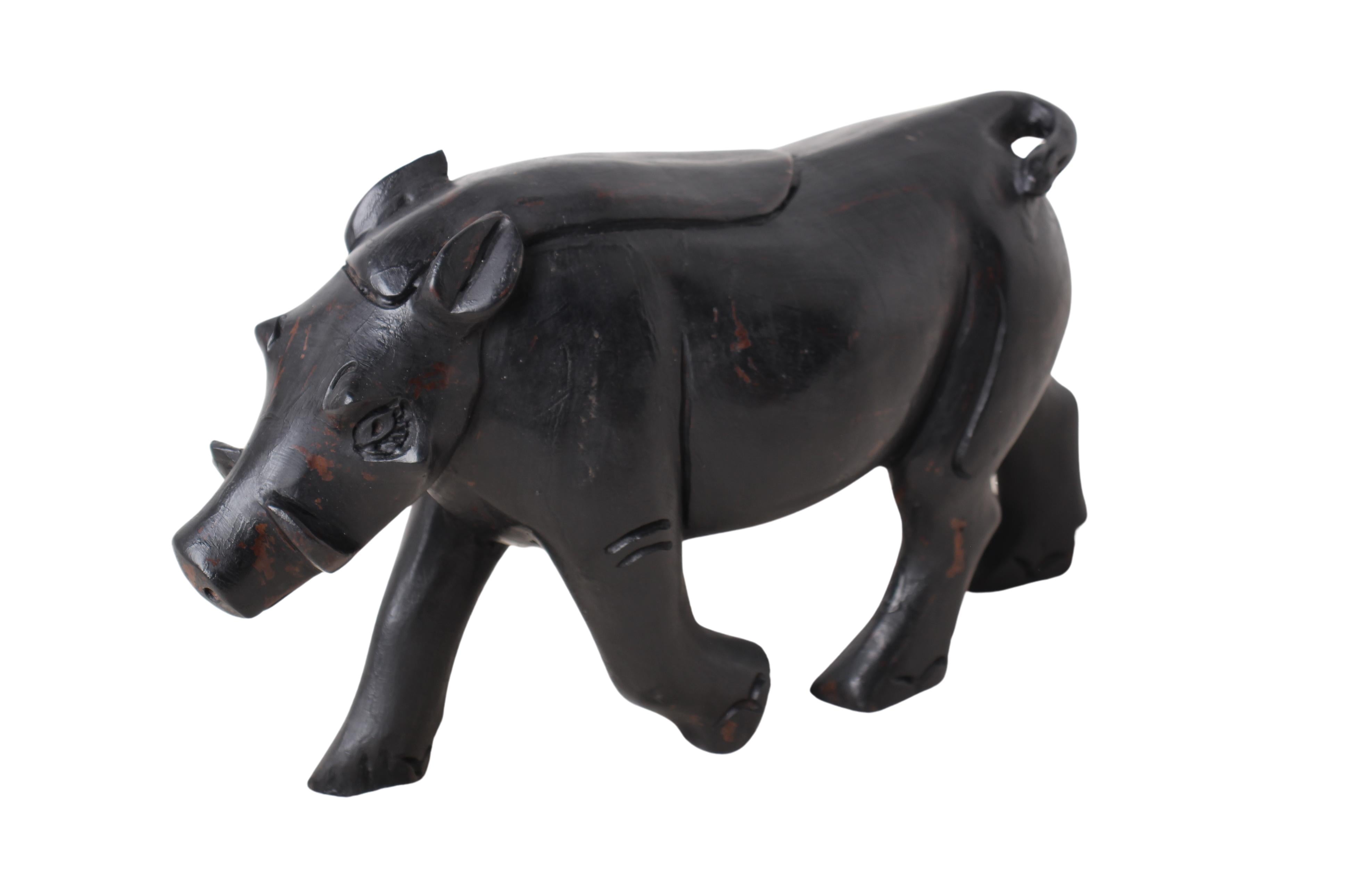Chichewa Tribe Wooden Warthog ~9.1" Tall (New 2024) - Wooden and Basket Artifacts