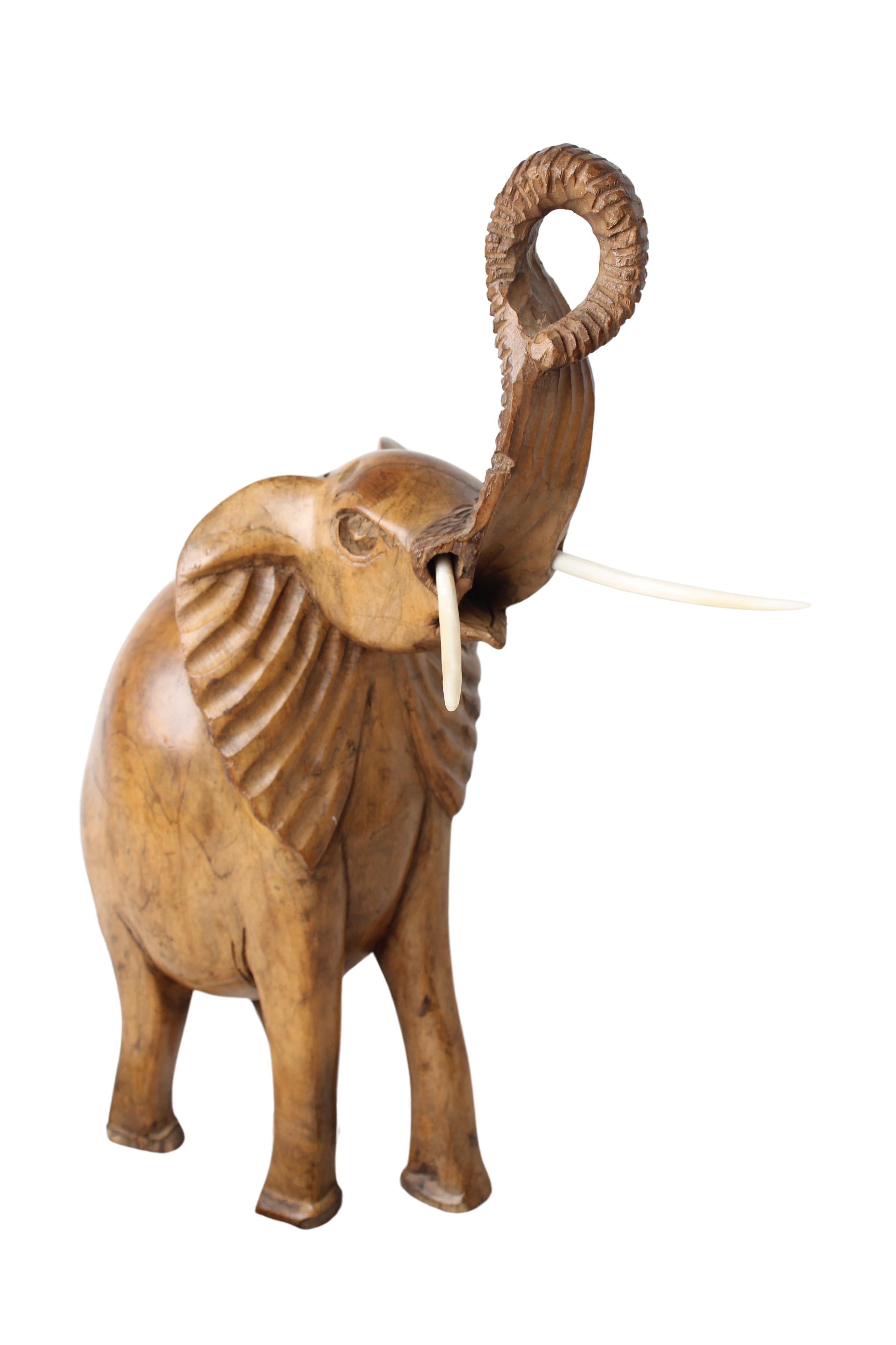 Chichewa Tribe Wooden Elephant ~26.8" Tall (New 2024)