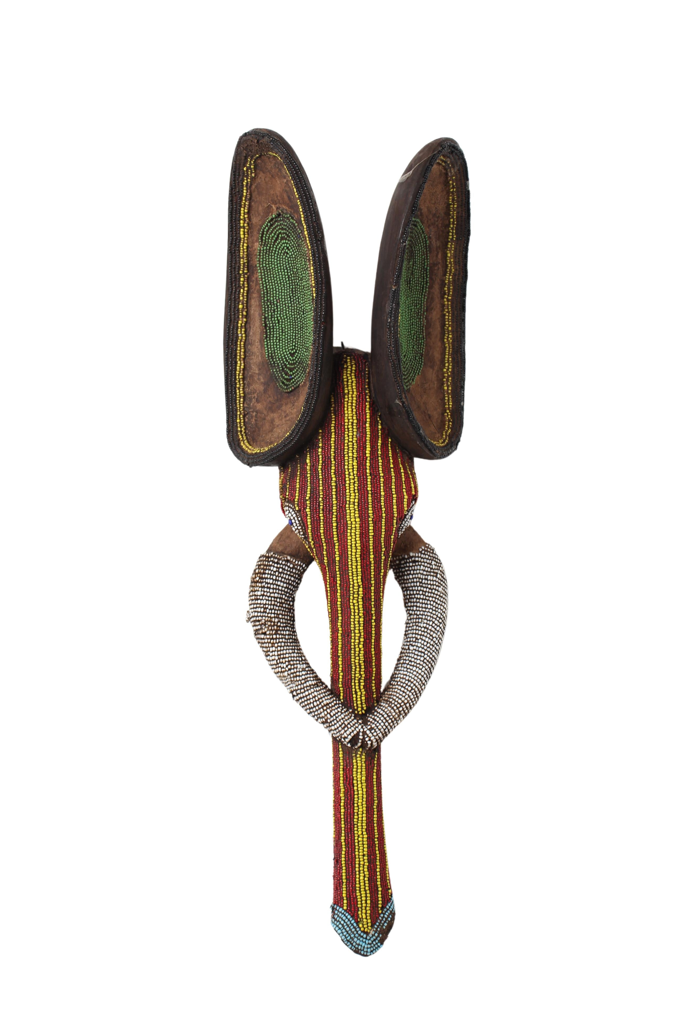 Babanki Tribe Beaded Elephant Mask ~25.2" Tall (New 2024)