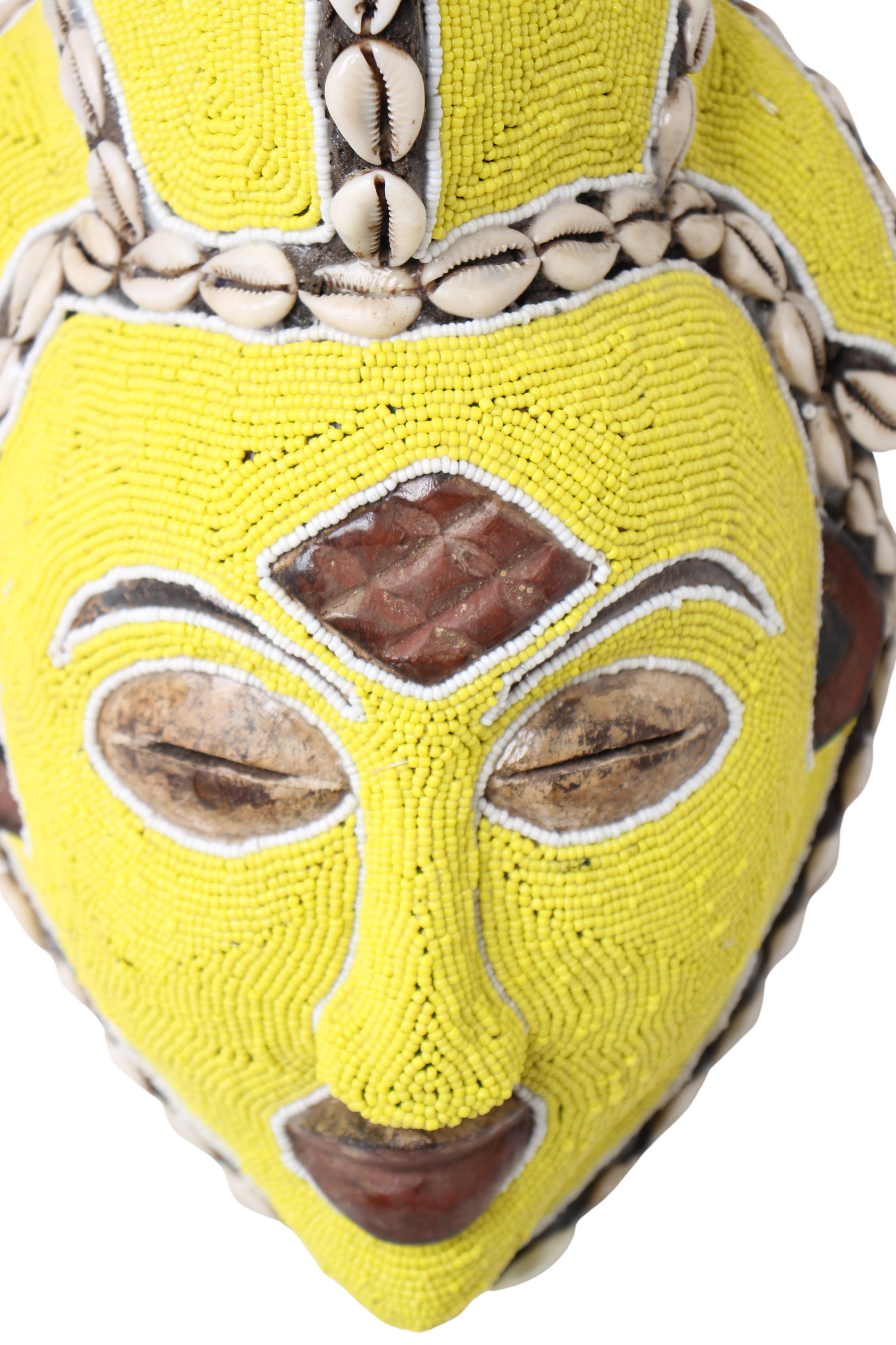Punu Tribe Beaded Mask ~14.2" Tall (New 2024)