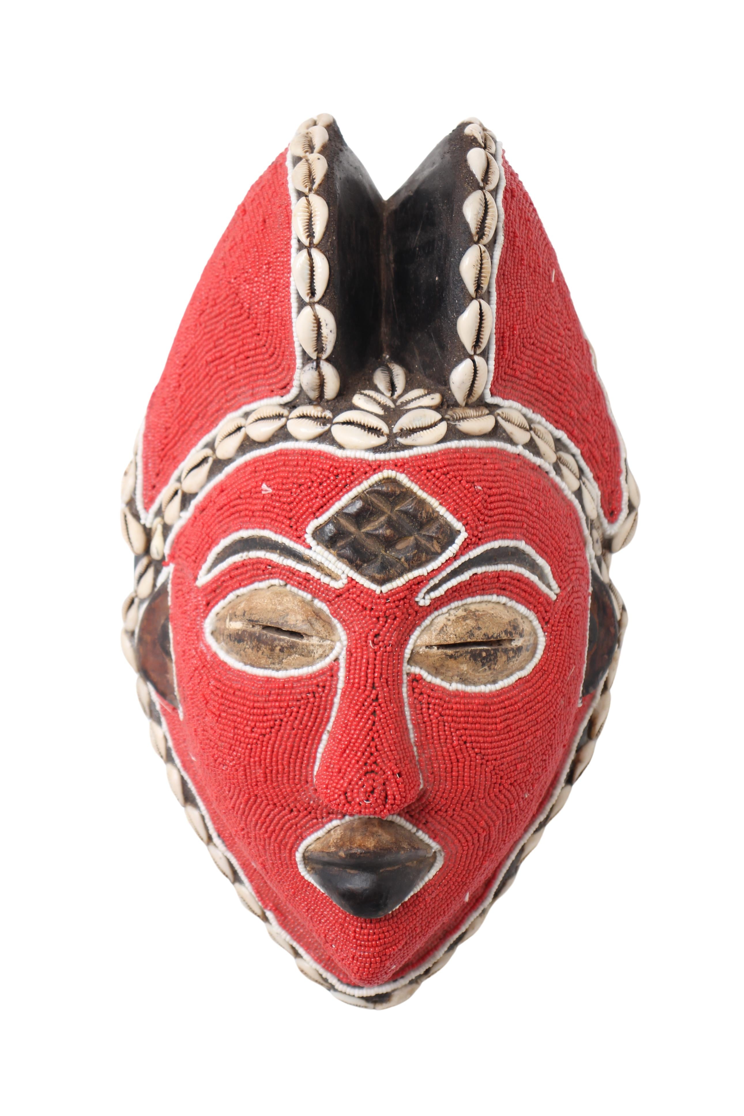 Punu Tribe Beaded Mask ~13.4" Tall (New 2024)
