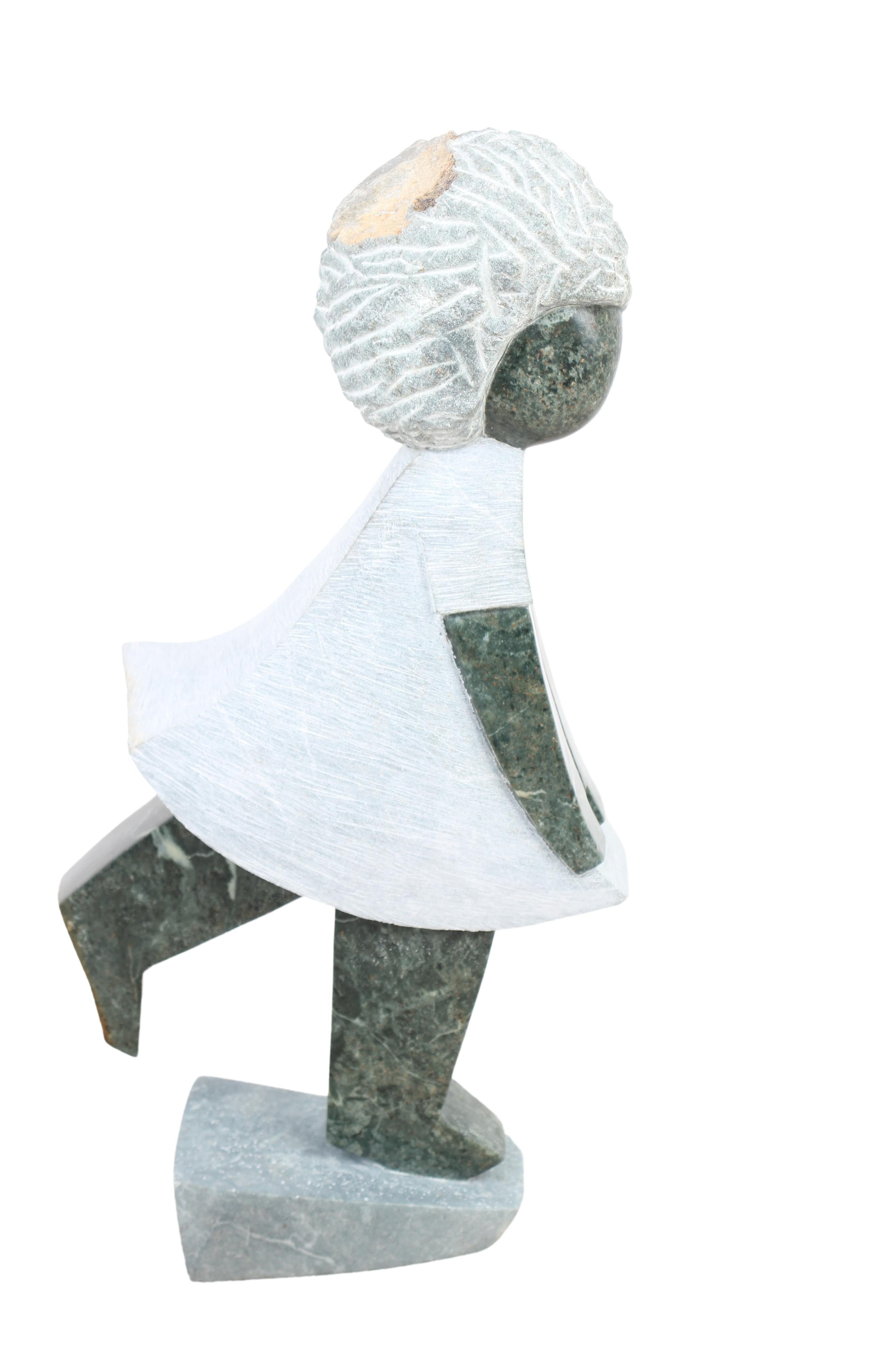 Shona Tribe Opal Stone Playing Child Sculpture ~21.7" Tall (New 2024)