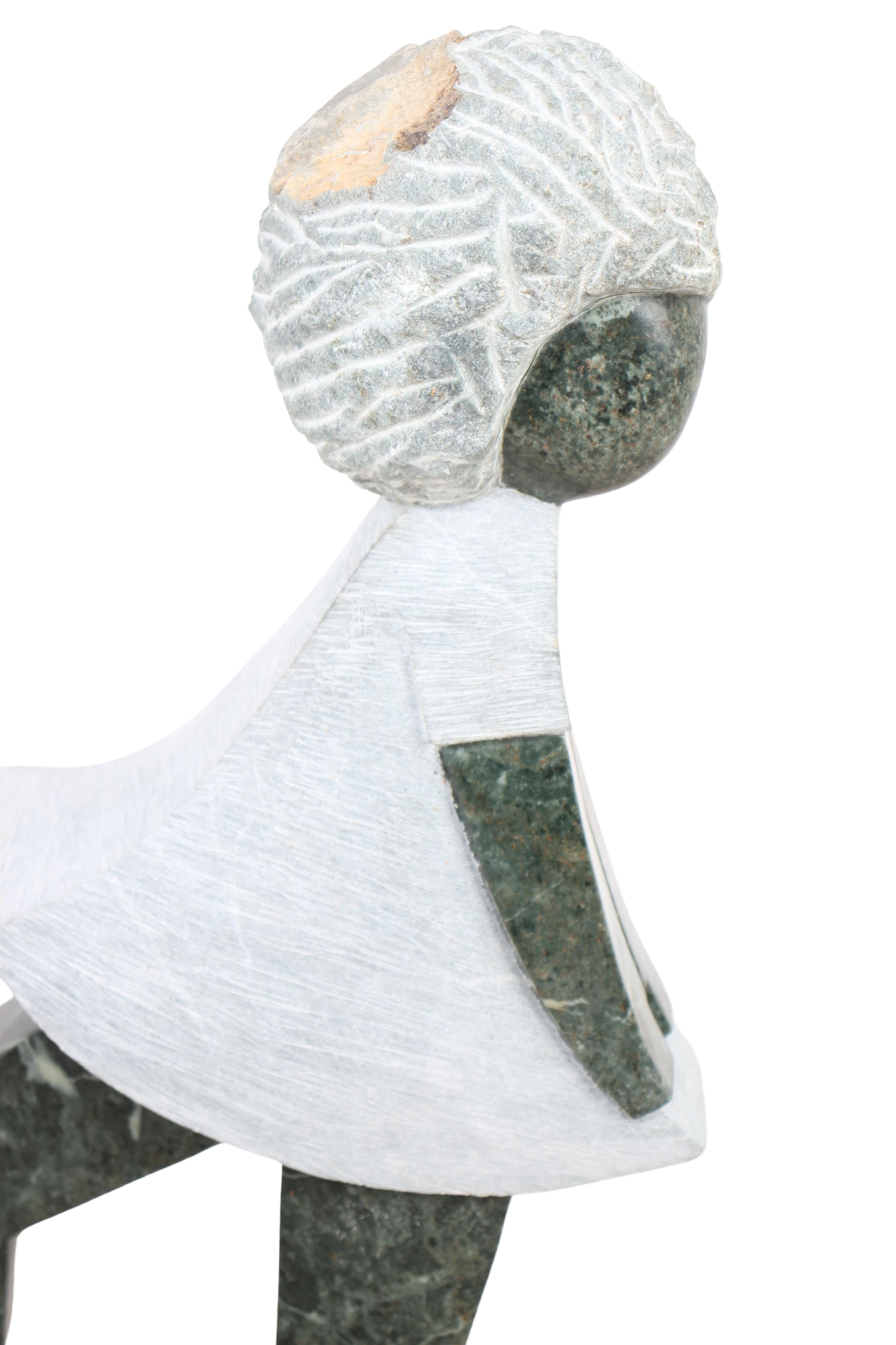 Shona Tribe Opal Stone Playing Child Sculpture ~21.7" Tall (New 2024)