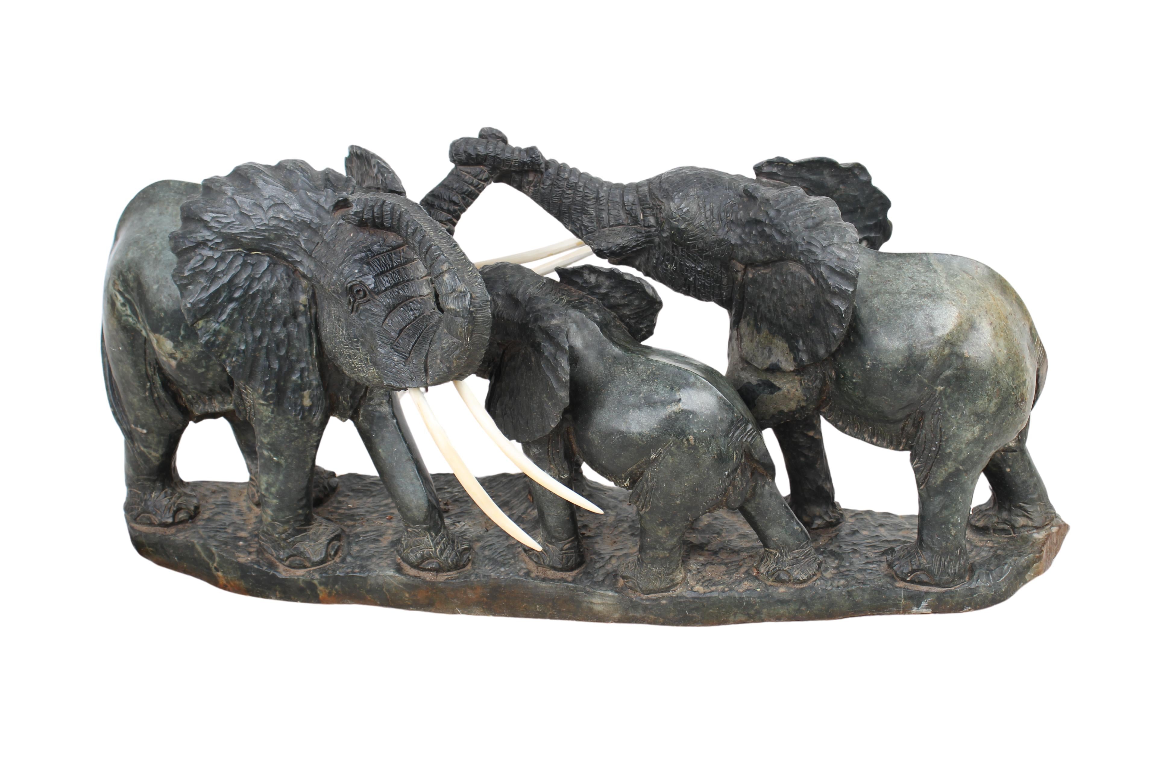 Shona Tribe Serpentine Stone Elephant ~14.2" Tall (New 2024)