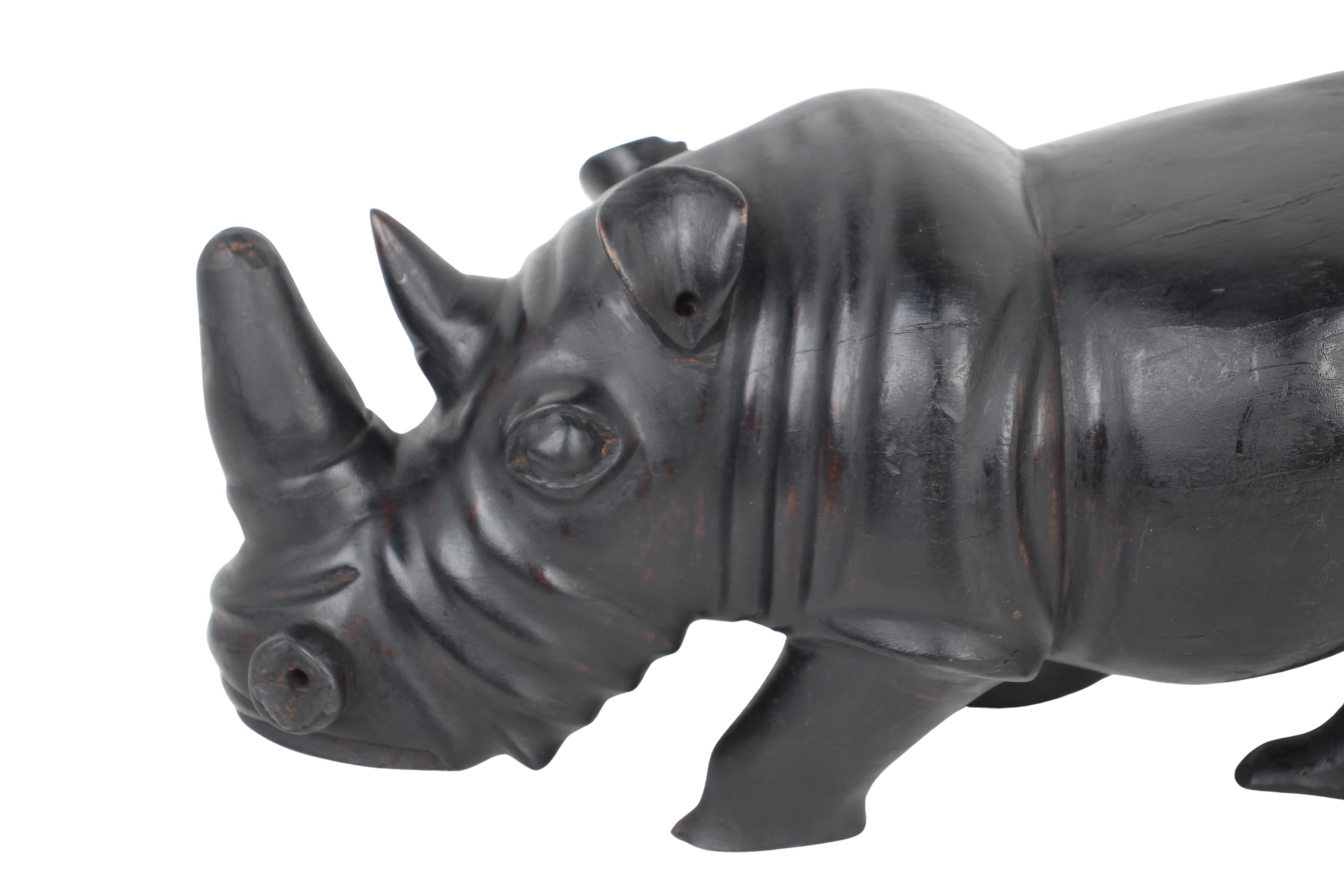 Chichewa Tribe Wooden Rhino ~7.1" Tall (New 2024)