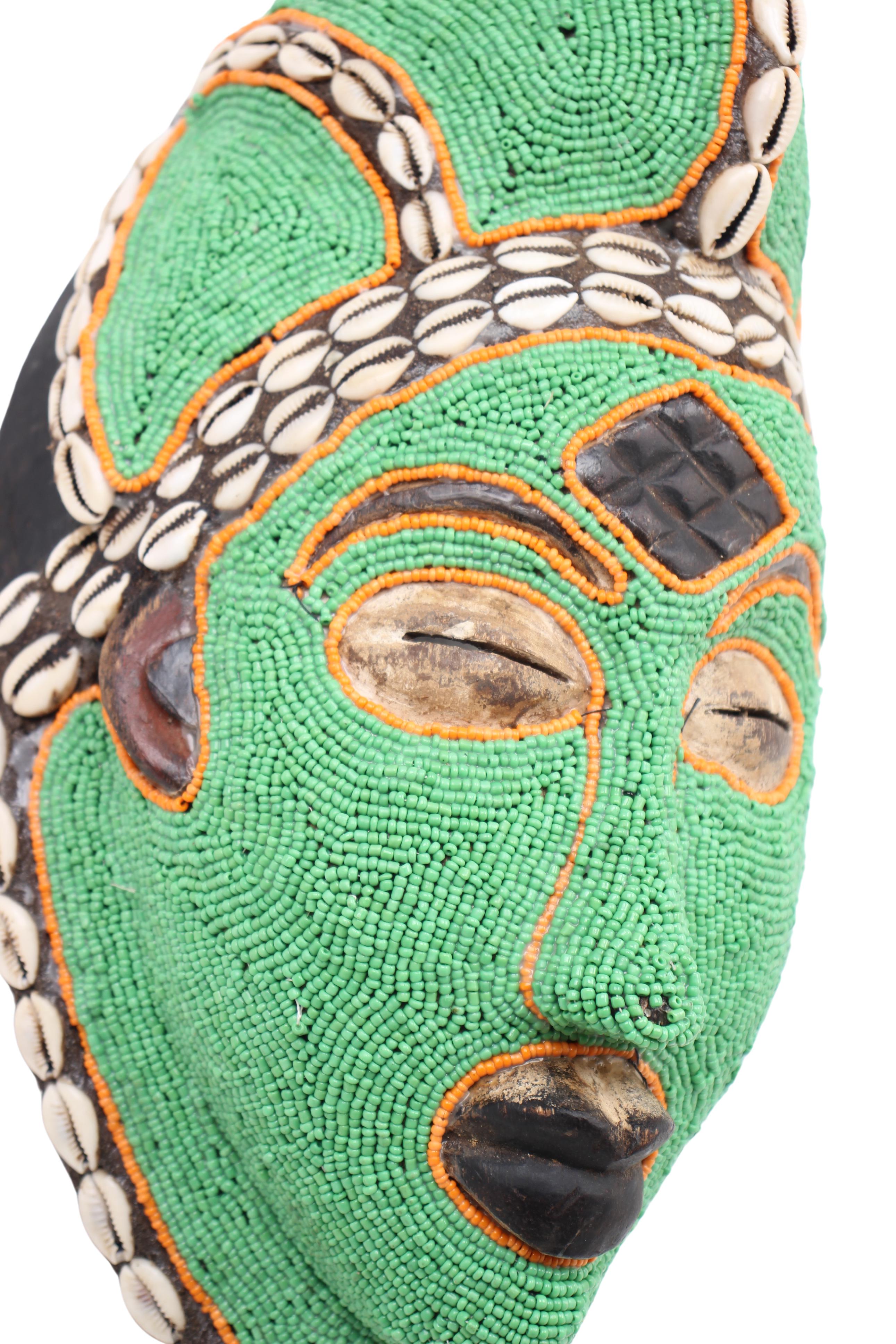 Punu Tribe Beaded Mask ~14.6" Tall (New 2024) - West African Artifacts