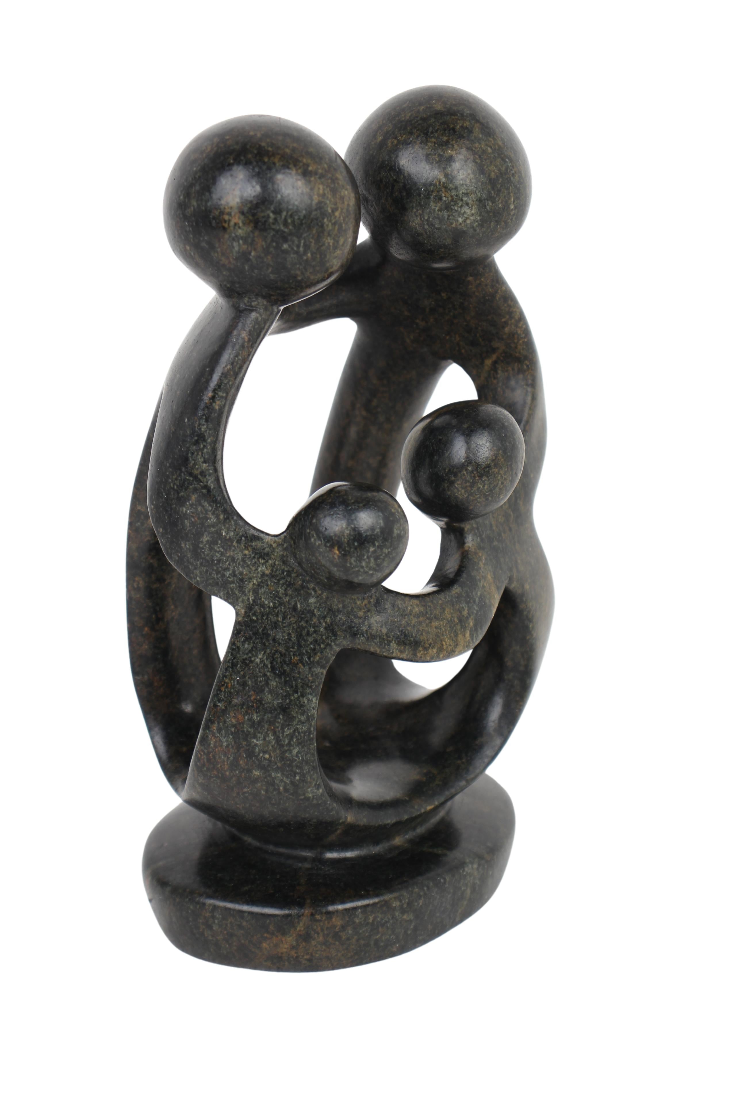 Shona Tribe Serpentine Stone Family of Four ~7.9" Tall (New 2024) - Shona Stone