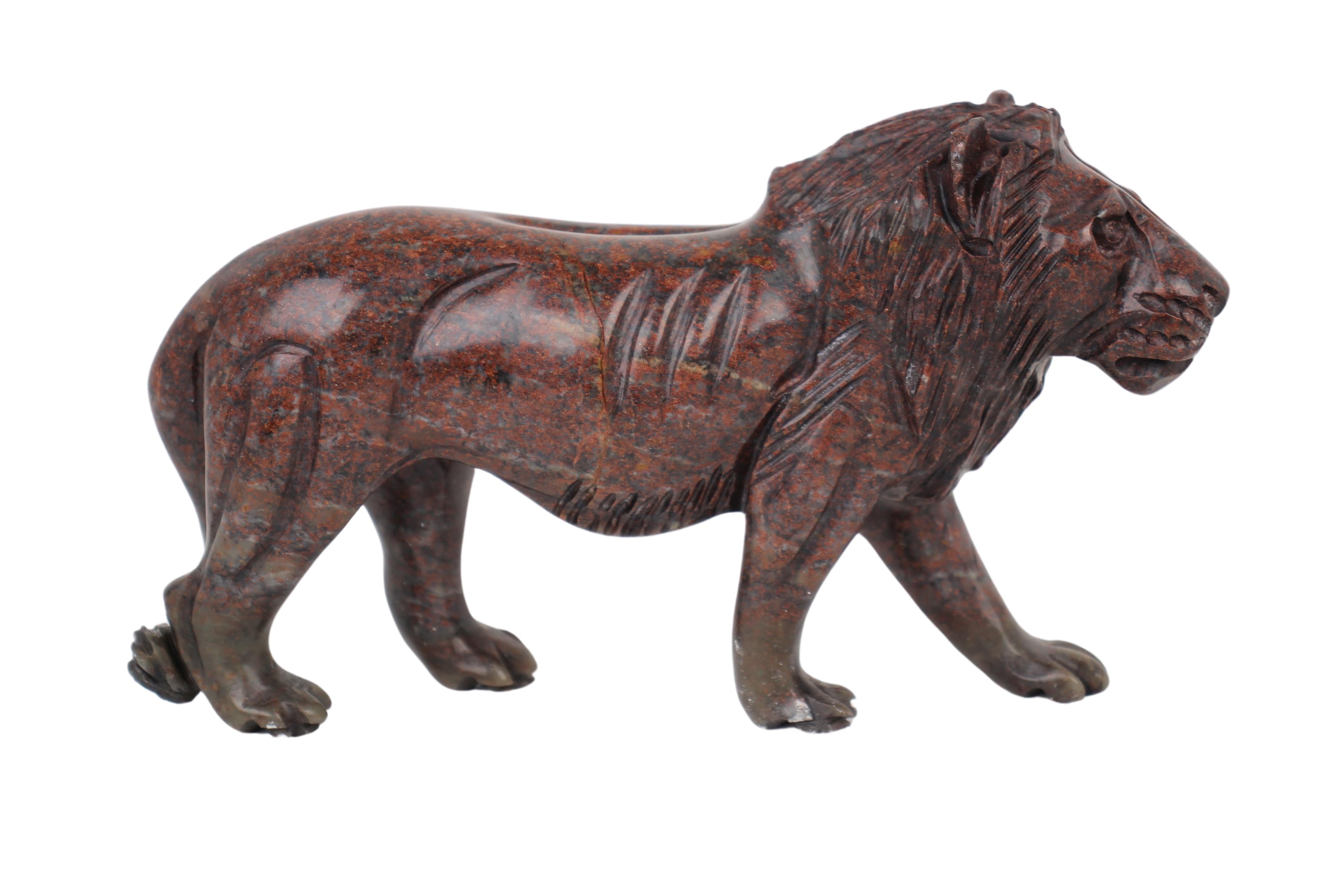Shona Tribe Serpentine Stone Lion Sculpture ~4.3" Tall (New 2024)