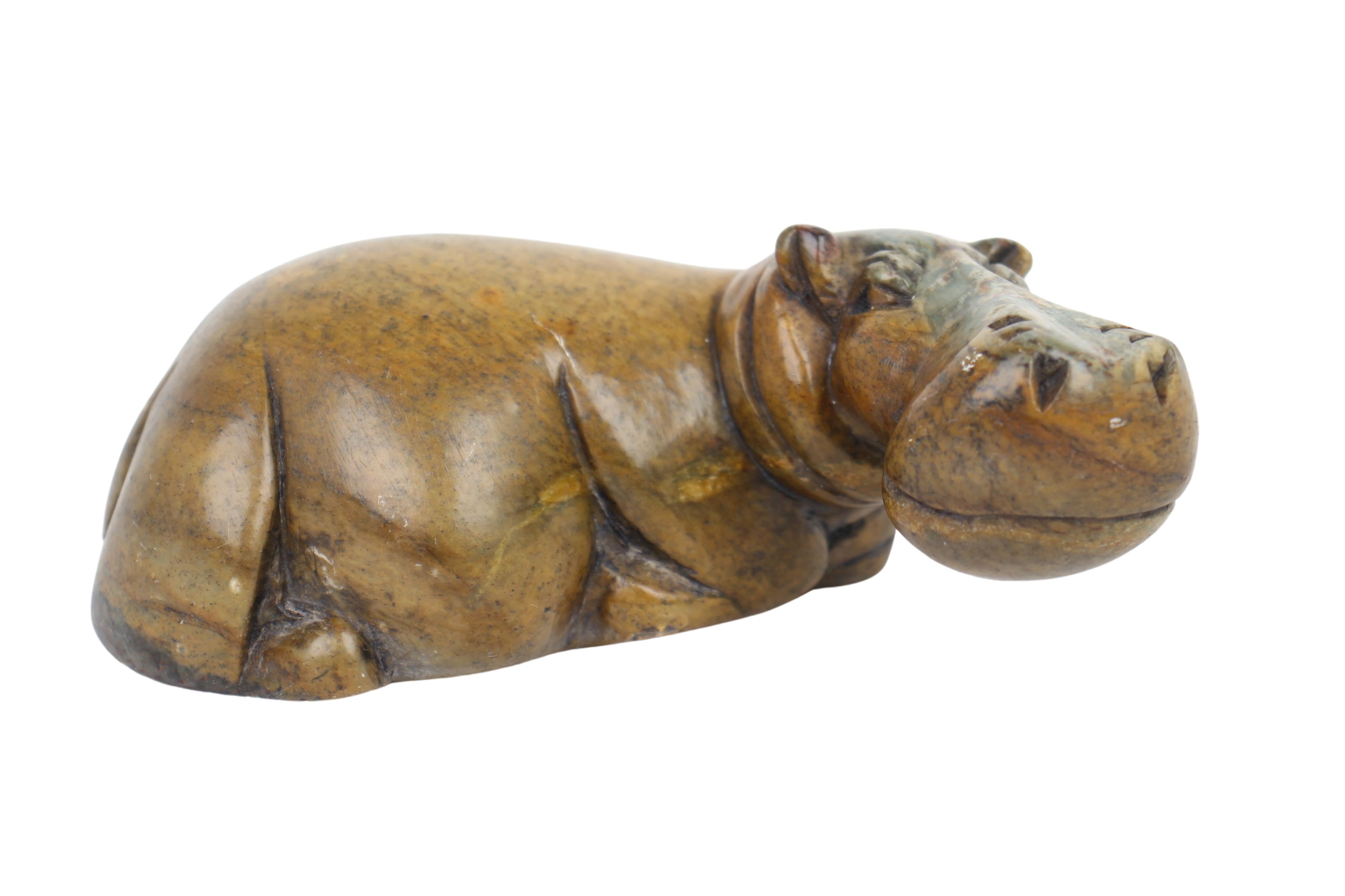 Shona Tribe Serpentine Stone Hippo Sculpture ~2.4" Tall (New 2024)