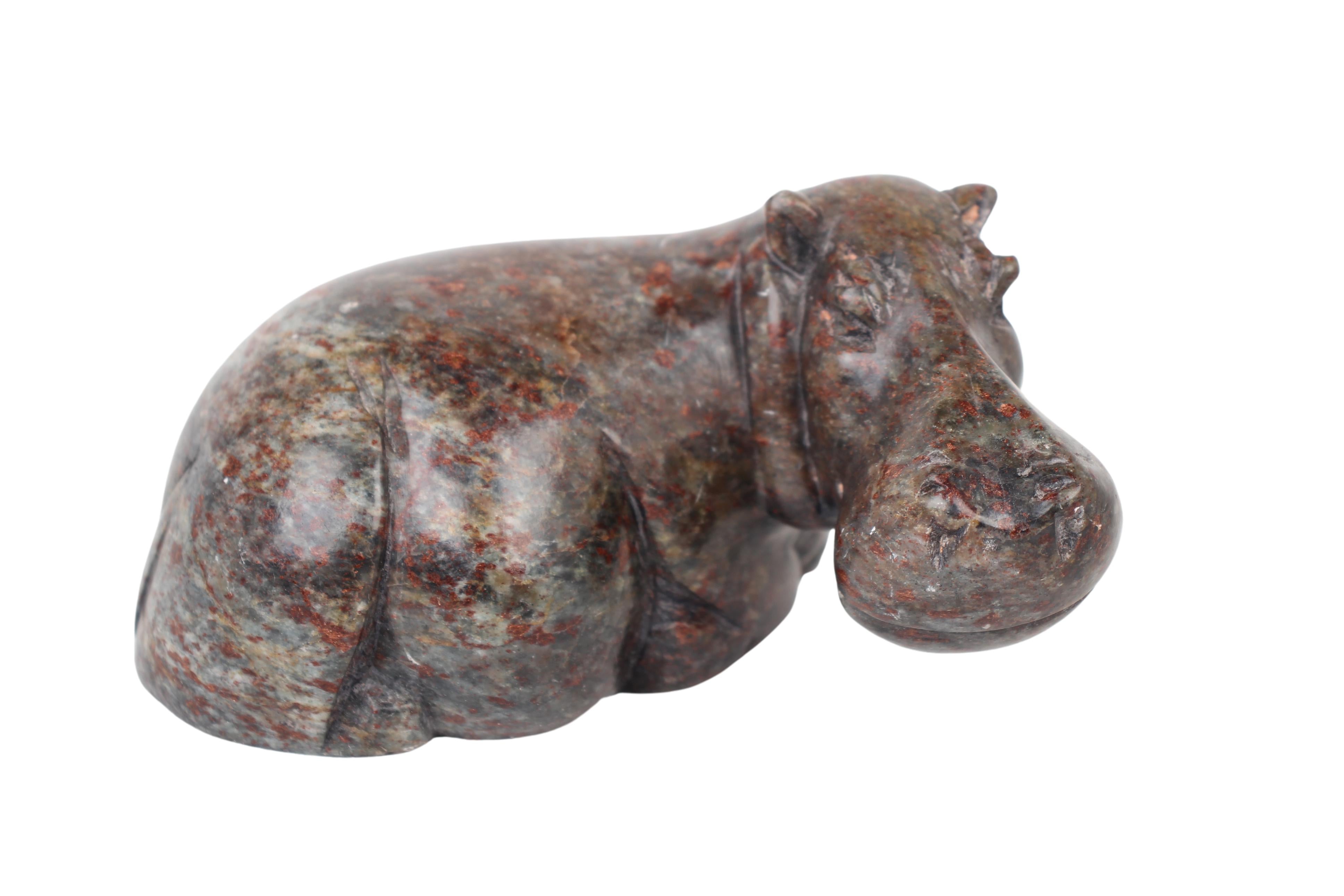 Shona Tribe Serpentine Stone Hippo Sculpture ~2.4" Tall (New 2024)