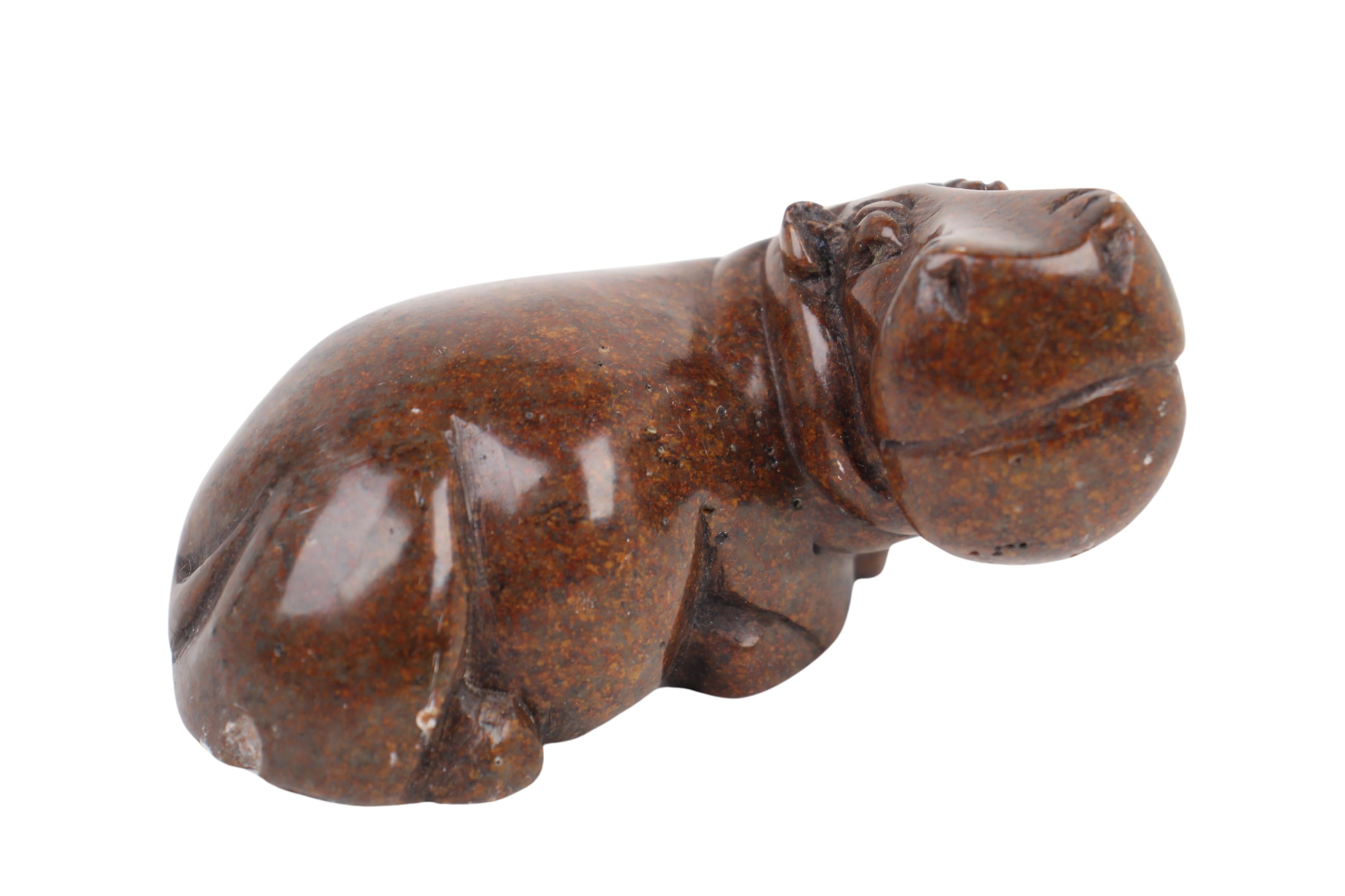 Shona Tribe Serpentine Stone Hippo Sculpture ~2" Tall (New 2024)