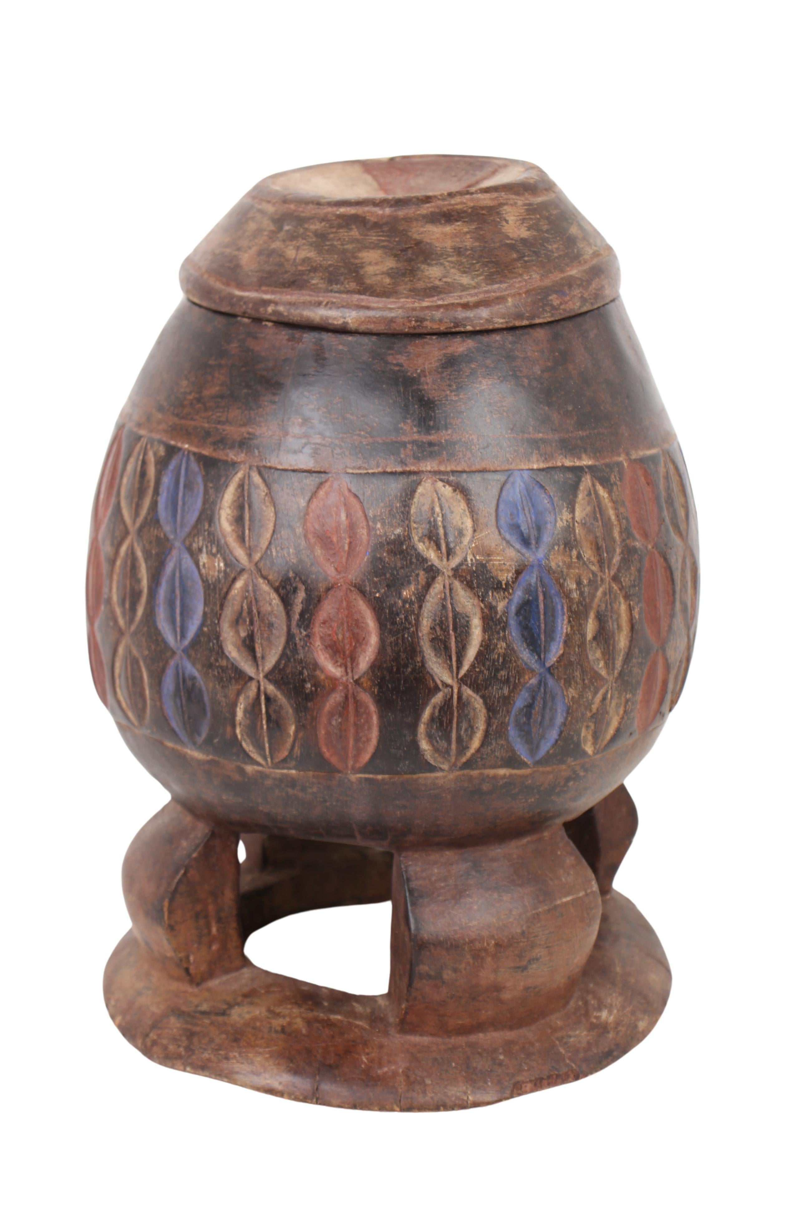 Baule Tribe Antique Wooden Pots ~13.4" Tall (New 2024)