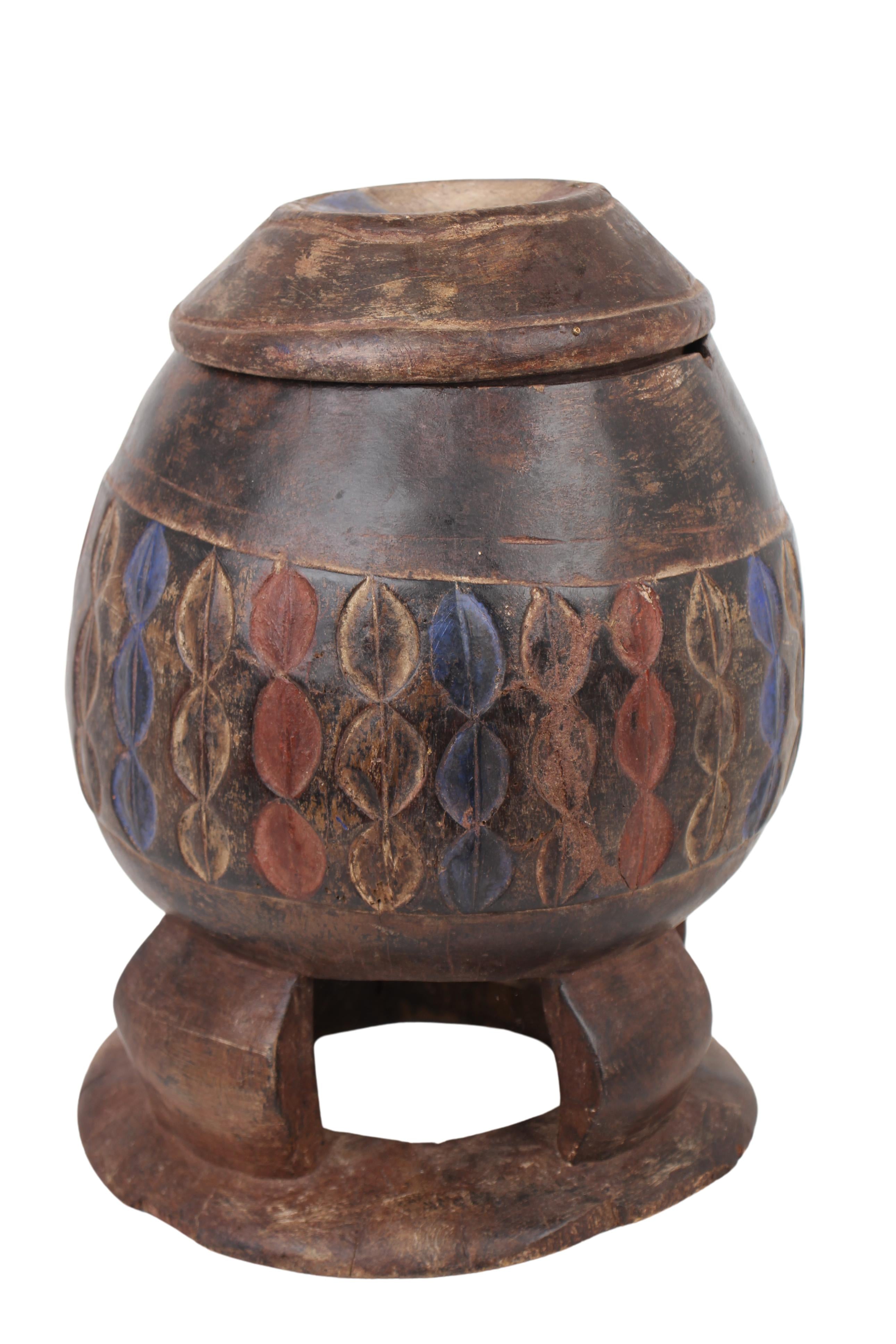 Baule Tribe Antique Wooden Pots ~13.4" Tall (New 2024)