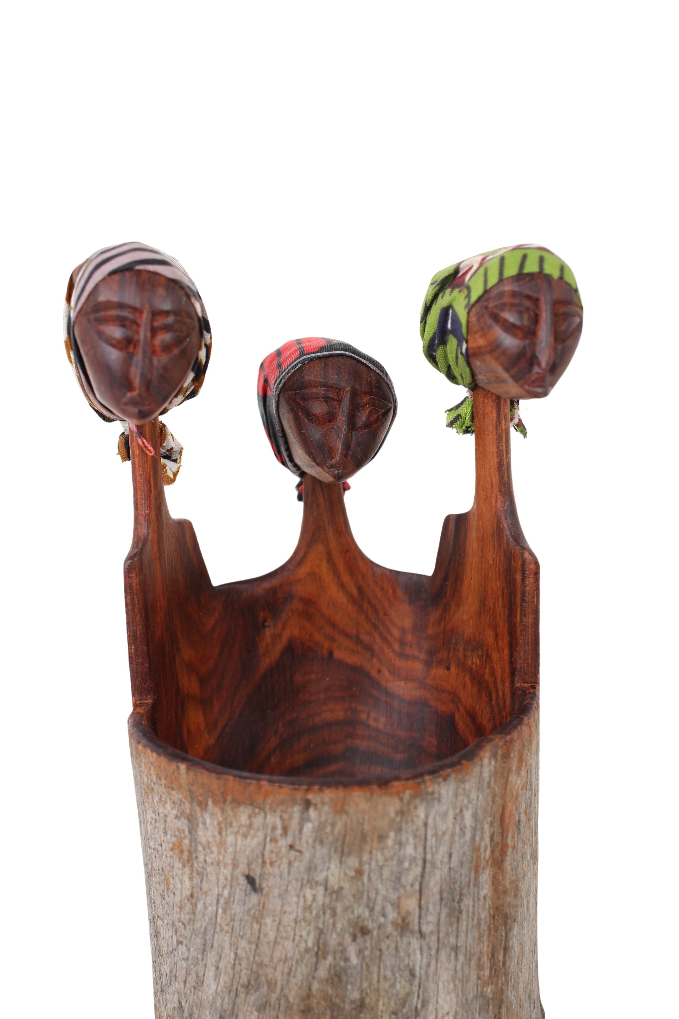 Makonde Tribe Wooden Holder ~7.9" Tall (New 2024)