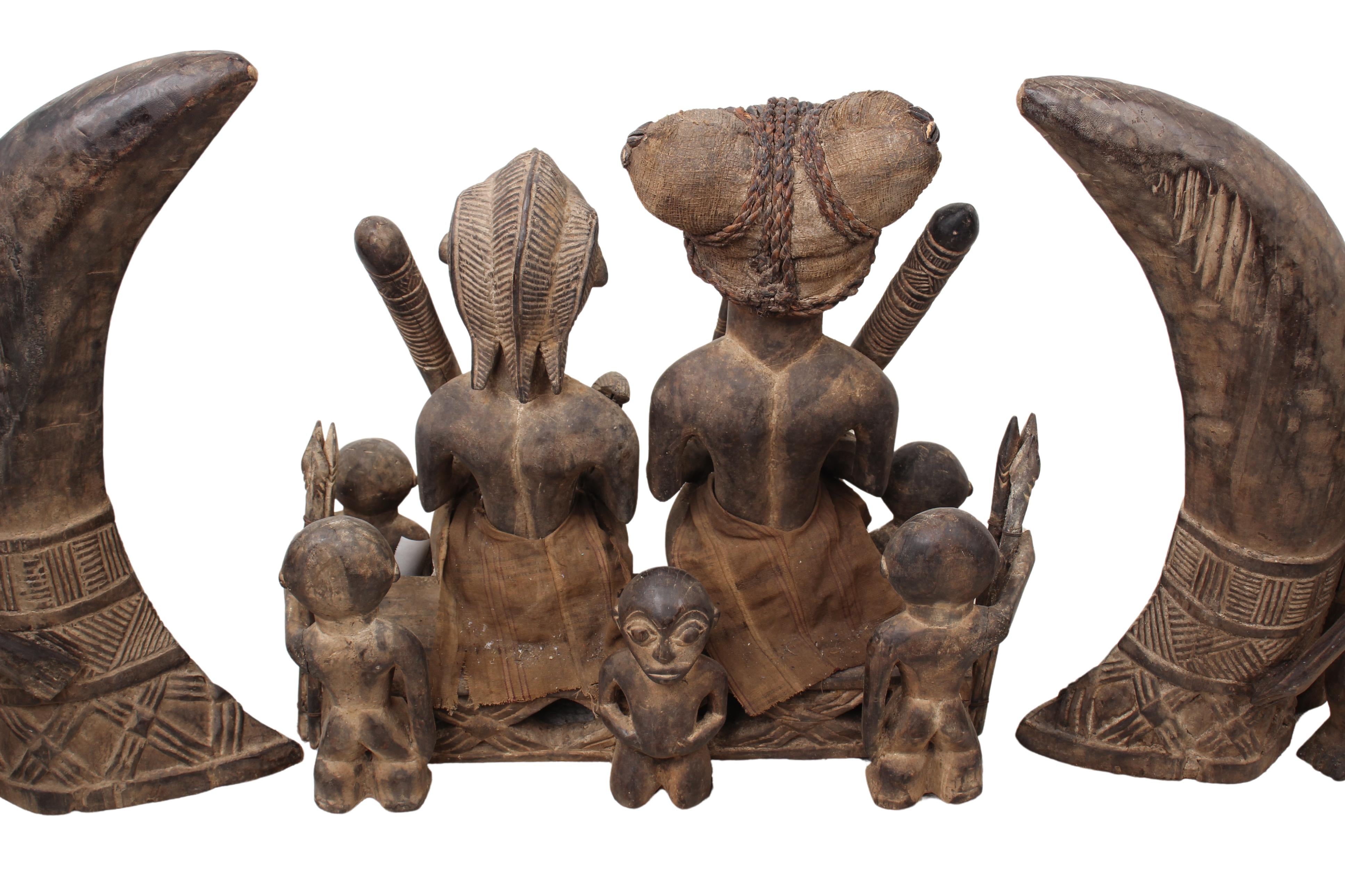 Bamileke Tribe Wooden Warrior Figures ~50" Tall (New 2024) - West African Artifacts