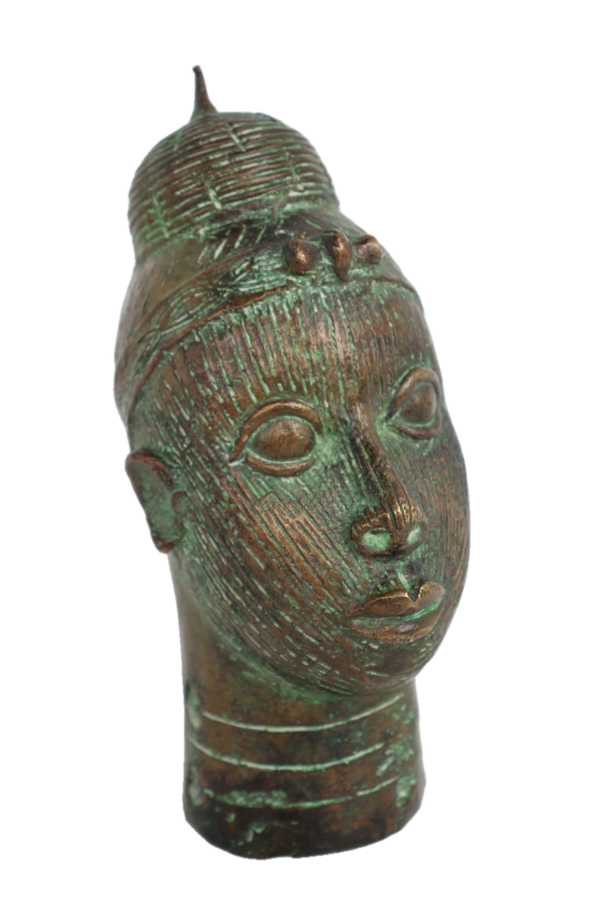 Yoruba Tribe Bronze Head Sculpture ~10.2" Tall - New 2025