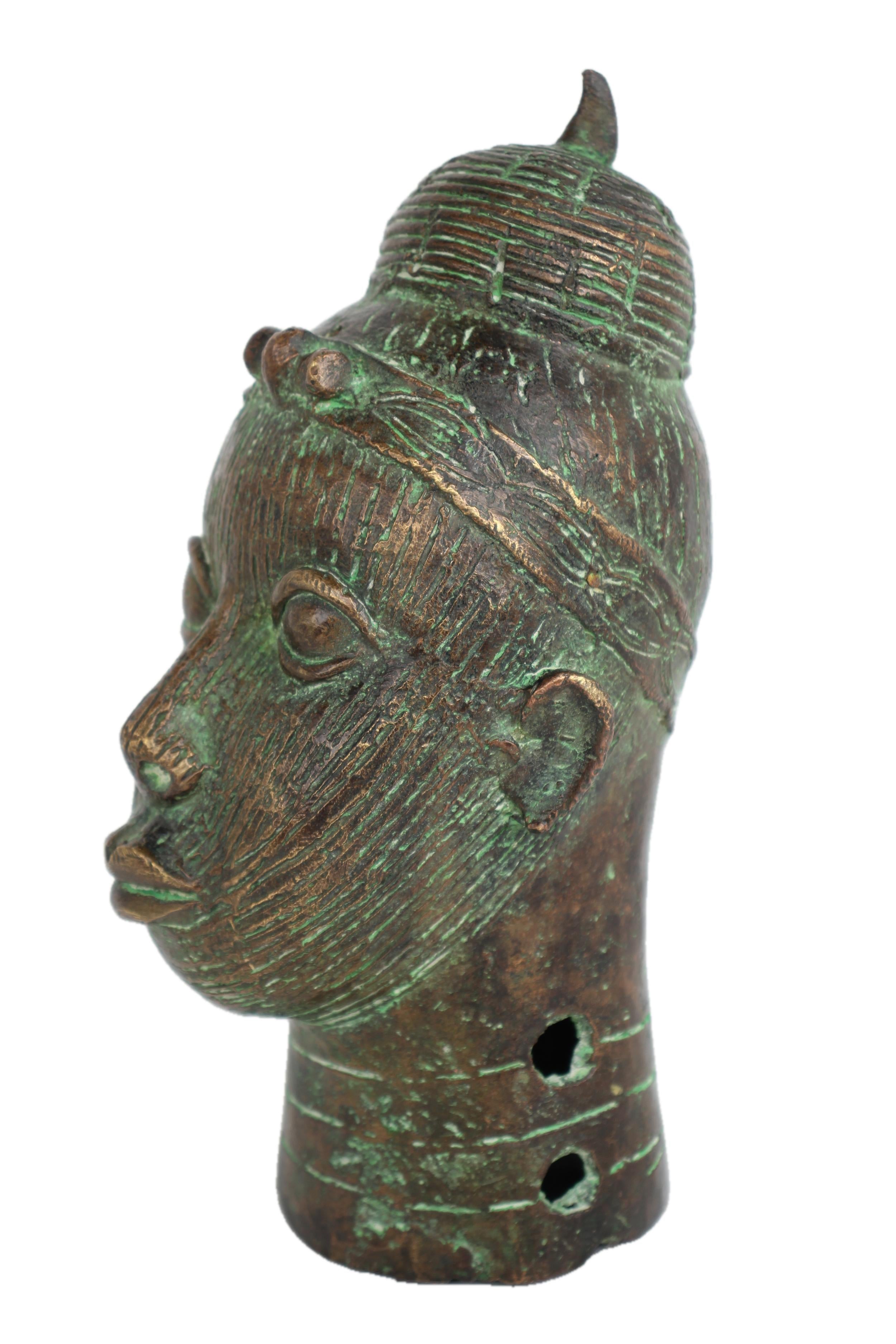 Yoruba Tribe Bronze Head Sculpture ~10.2" Tall - New 2025