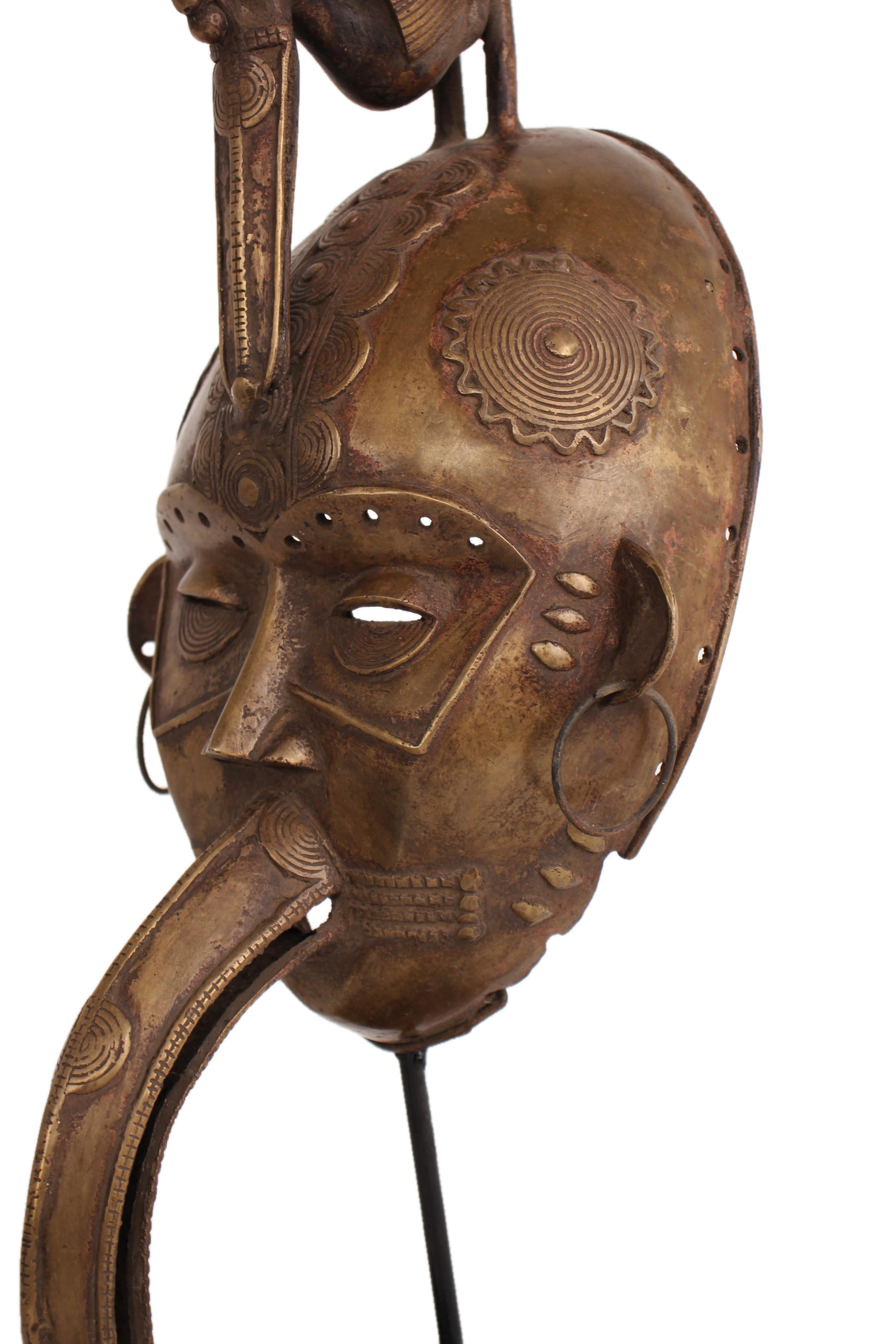 Senufo Tribe Bronze Brass Mask ~21.3" Tall - New 2025 - West African Artifacts