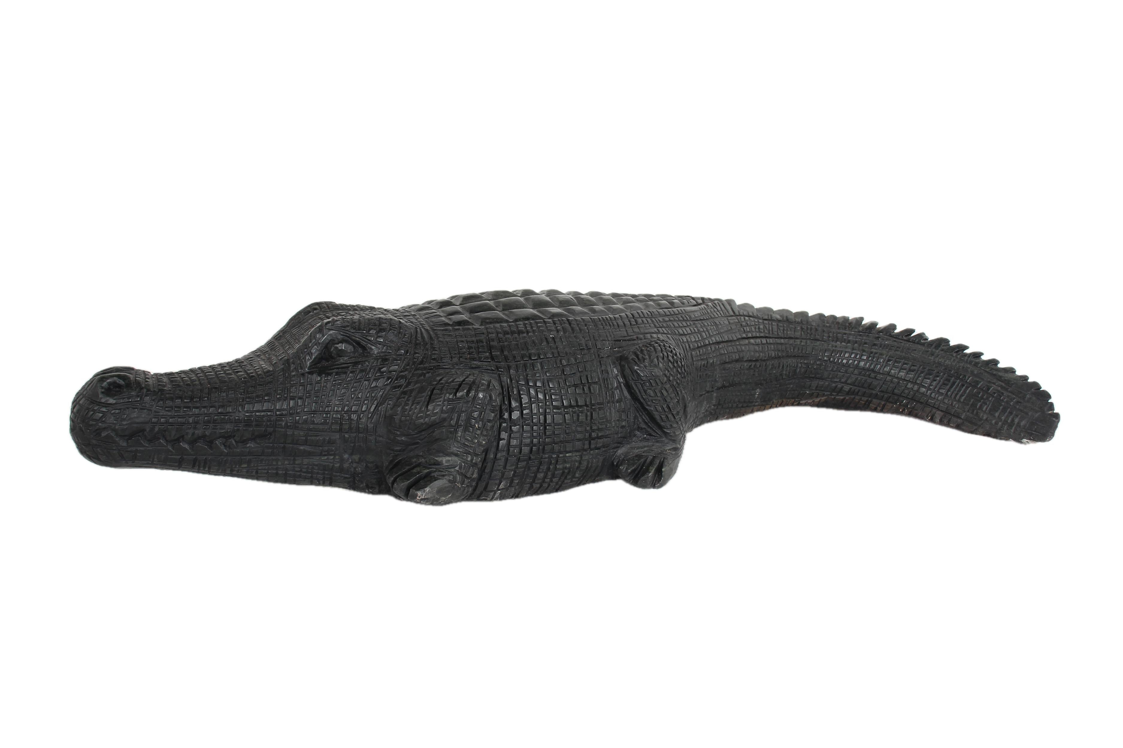 Shona Tribe Serpentine Crocodile Sculpture ~6.3" Tall - New 2025 - Shona Stone