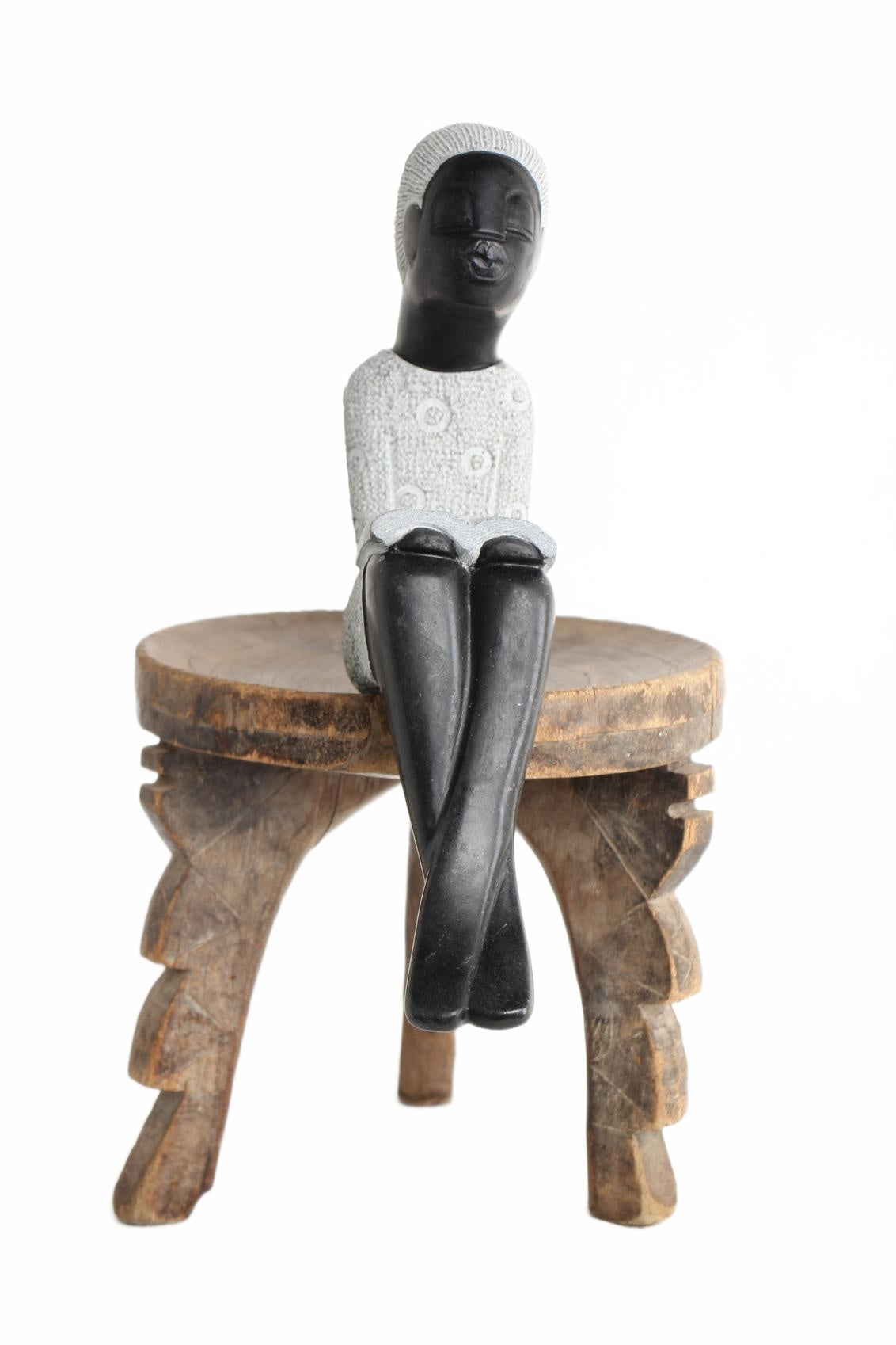 Shona Tribe Springstone Book Reader ~18.5" Tall (New 2026) - Sculpture & Statuary