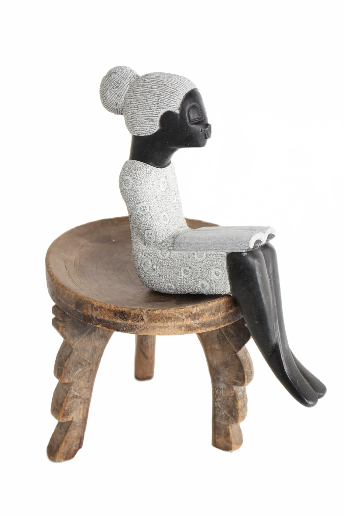 Shona Tribe Springstone Book Reader ~18.5" Tall (New 2026) - Sculpture & Statuary