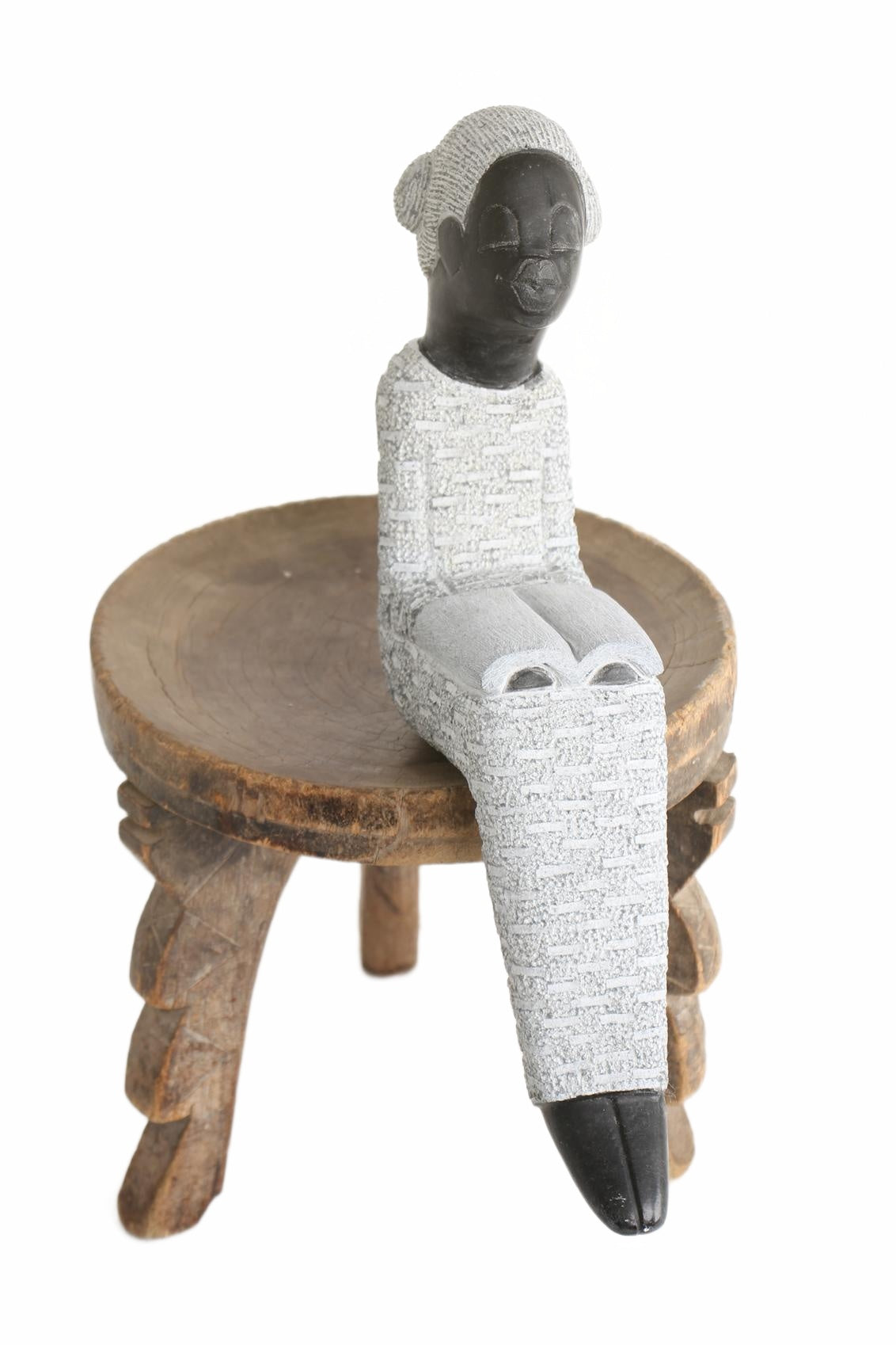 Shona Tribe Springstone Book Reader ~16.5" Tall (New 2026) - Sculpture & Statuary