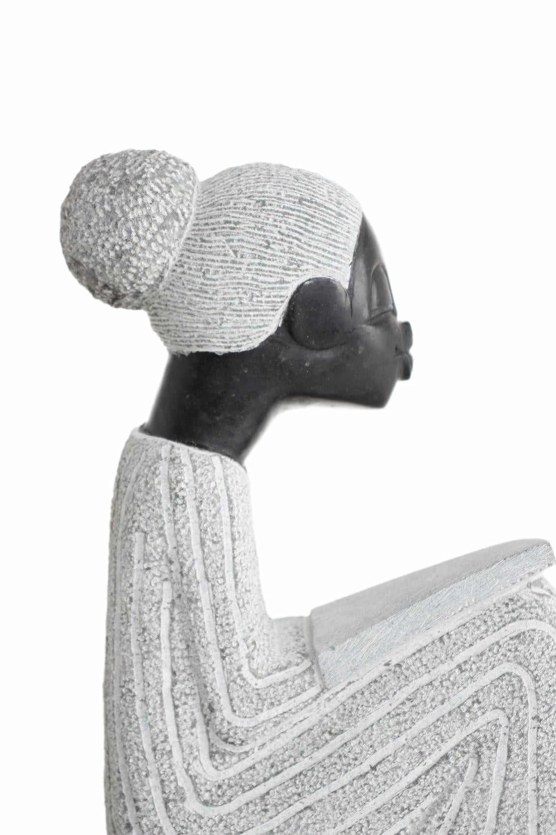 Shona Tribe Springstone Book Reader ~14.6" Tall (New 2026) - Sculpture & Statuary
