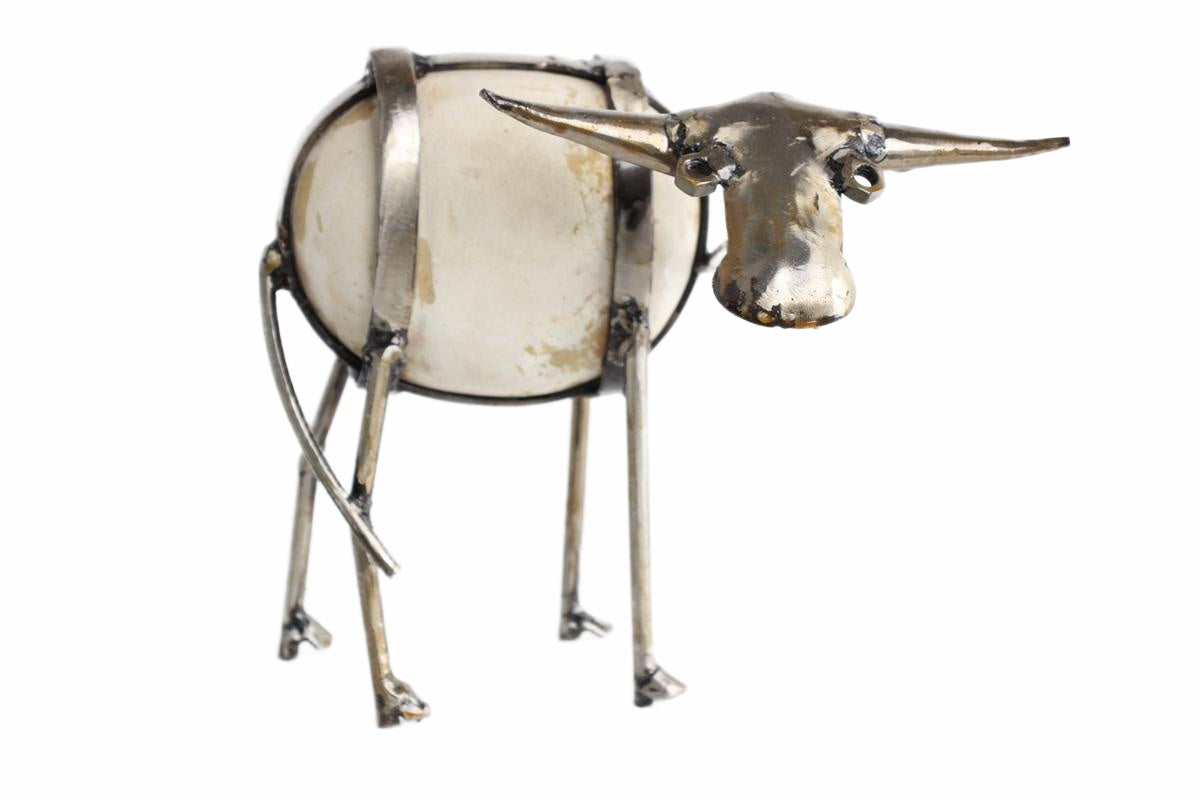 Shona Tribe Metal/Rock Bull Sculpture ~9.1" Tall (New 2026) - Sculpture & Statuary