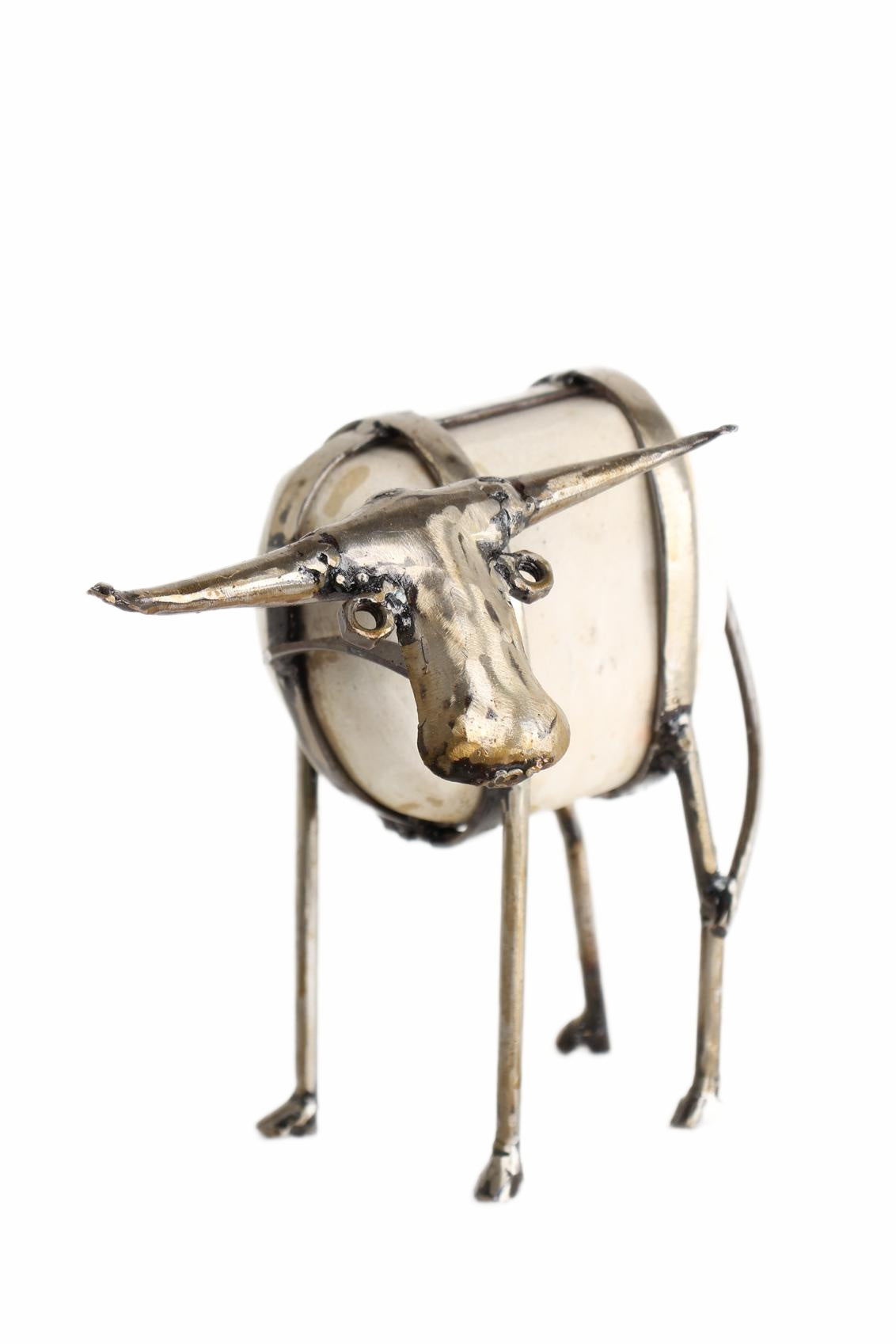 Shona Tribe Metal/Rock Bull Sculpture ~9.4" Tall (New 2026) - Sculpture & Statuary