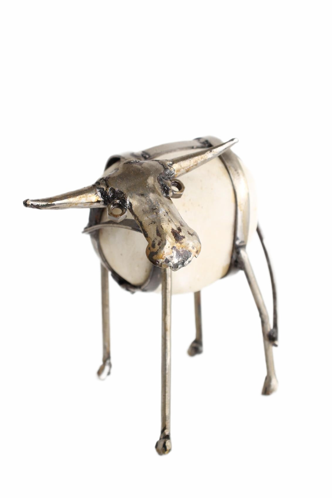 Shona Tribe Metal/Rock Bull Sculpture ~9.1" Tall (New 2026) - Sculpture & Statuary