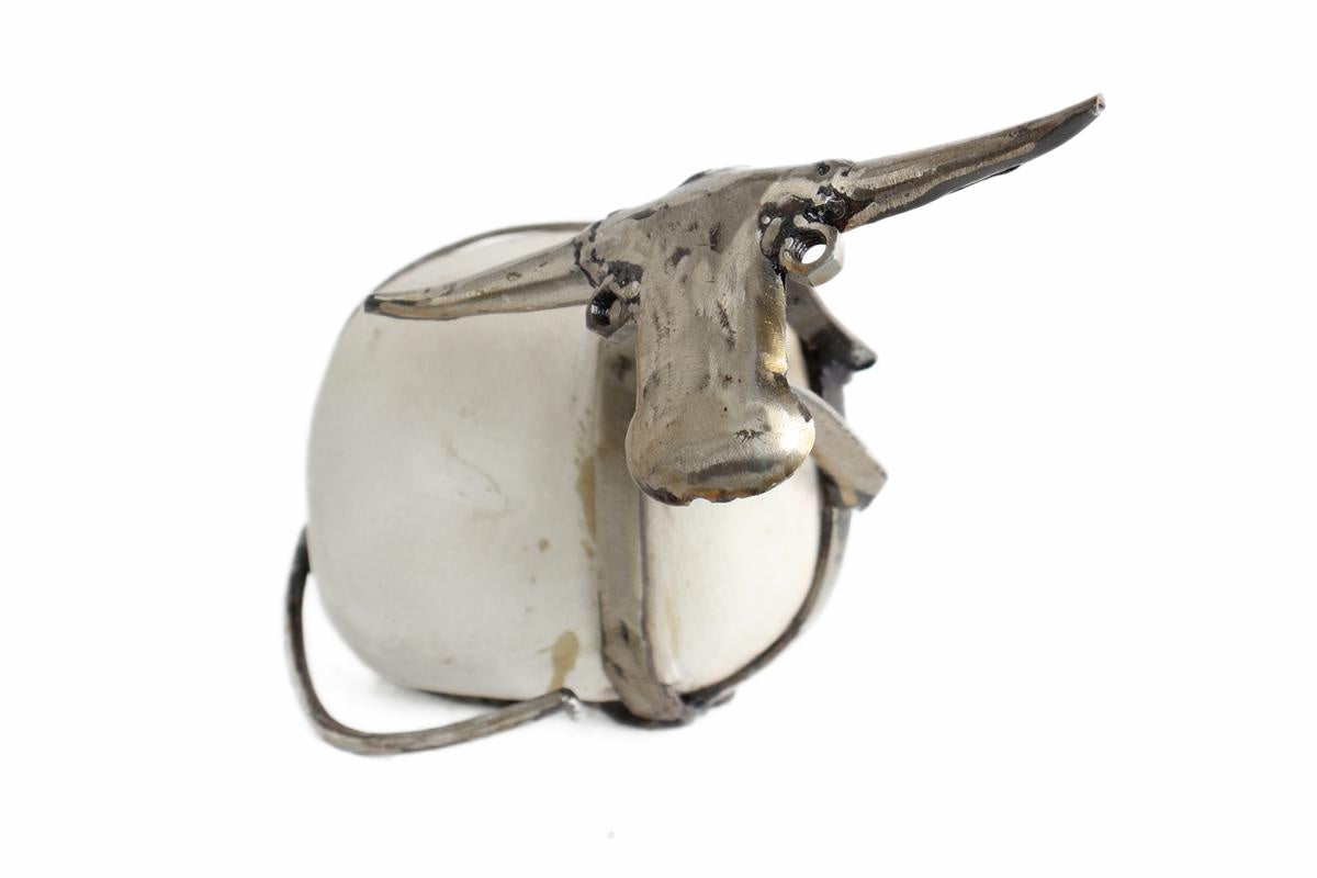 Shona Tribe Metal/Rock Bull Sculpture ~7.9" Tall (New 2026) - Sculpture & Statuary