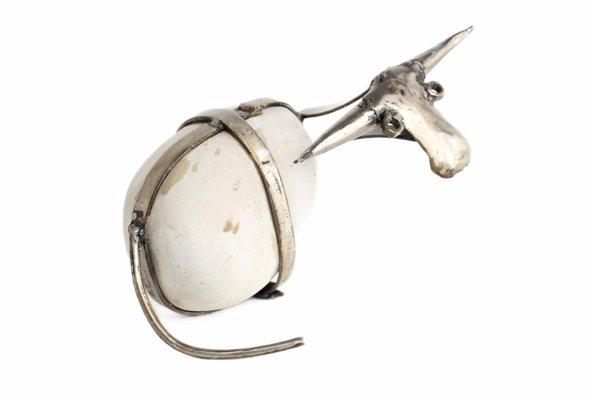 Shona Tribe Metal/Rock Bull Sculpture ~7.1" Tall (New 2026) - Sculpture & Statuary