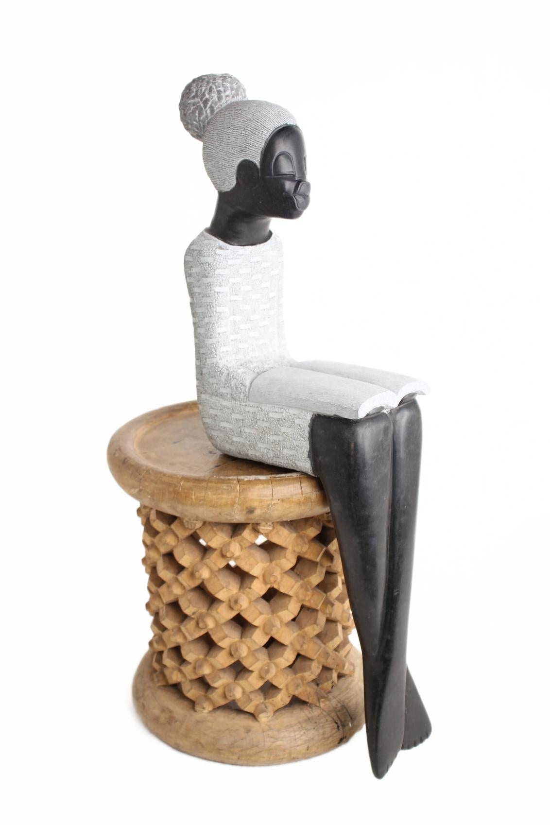 Shona Tribe Springstone Book Reader ~33.9" Tall (New 2026) - Sculpture & Statuary