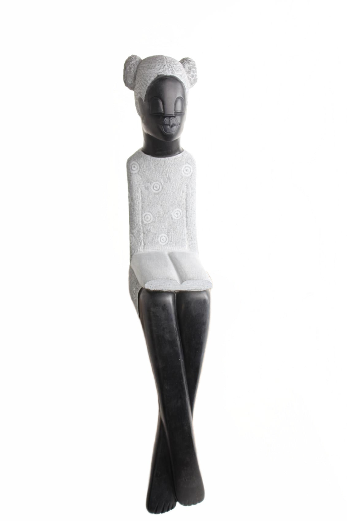 Shona Tribe Springstone Book Reader ~33.5" Tall (New 2026) - Sculpture & Statuary