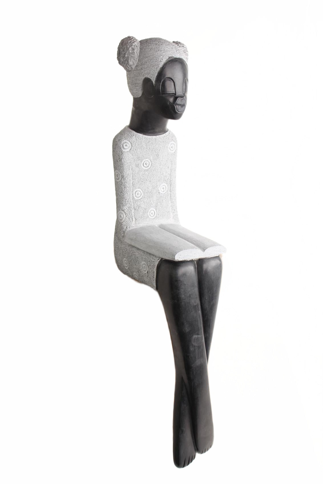 Shona Tribe Springstone Book Reader ~33.5" Tall (New 2026) - Sculpture & Statuary