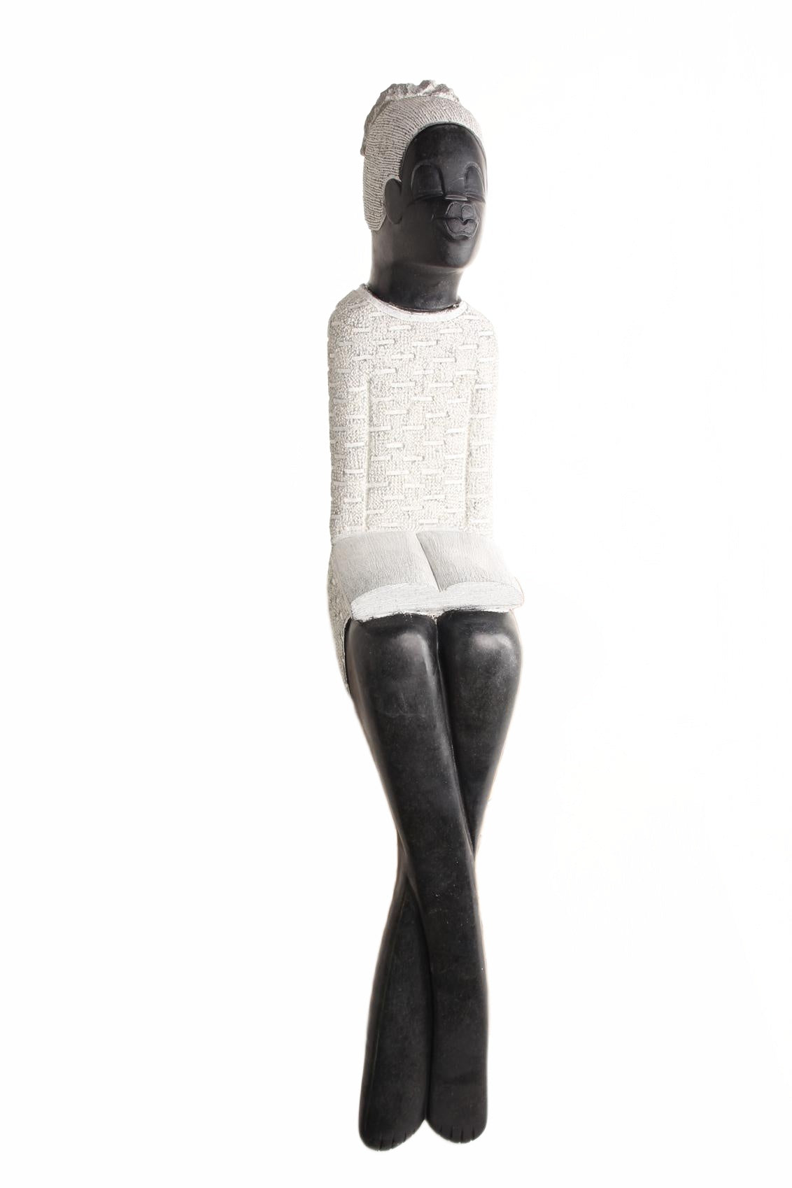 Shona Tribe Springstone Book Reader ~36.2" Tall (New 2026) - Sculpture & Statuary