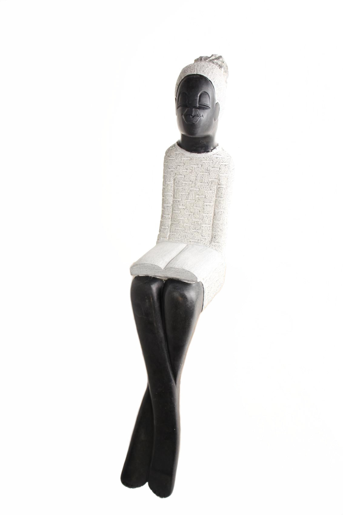 Shona Tribe Springstone Book Reader ~36.2" Tall (New 2026) - Sculpture & Statuary