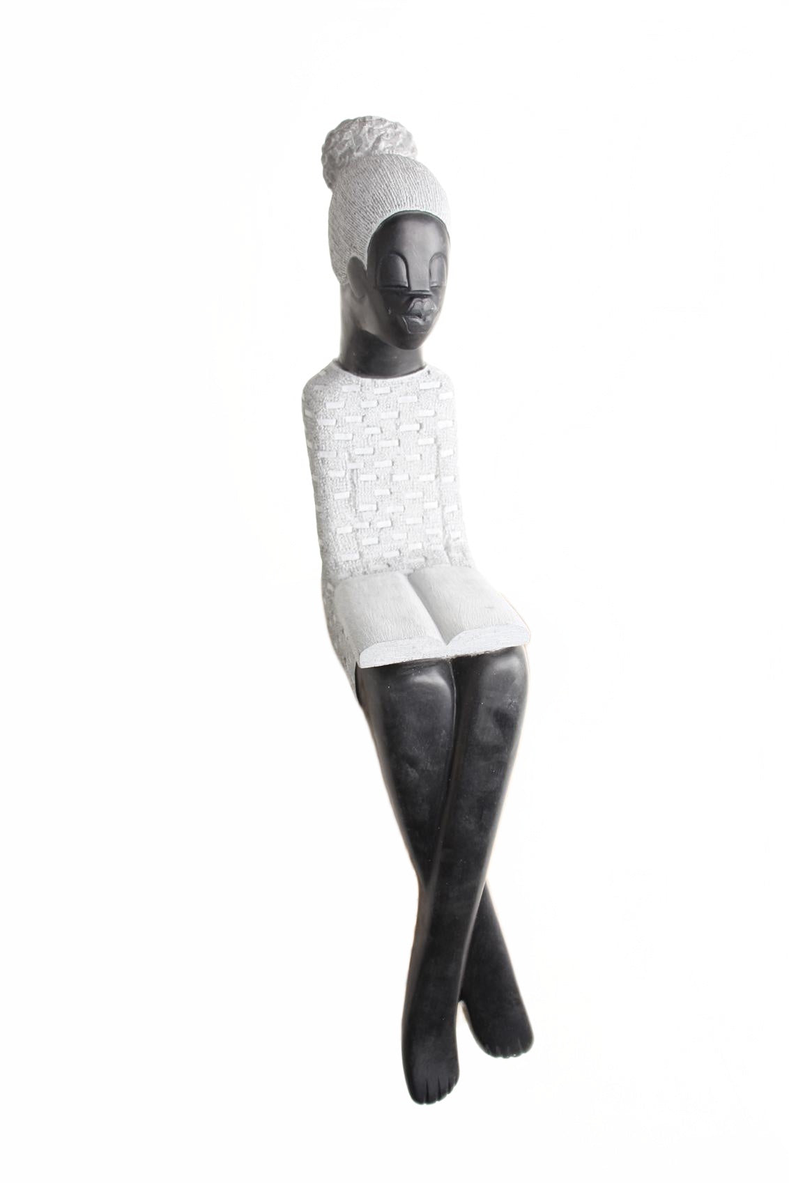 Shona Tribe Springstone Book Reader ~33.9" Tall (New 2026) - Sculpture & Statuary