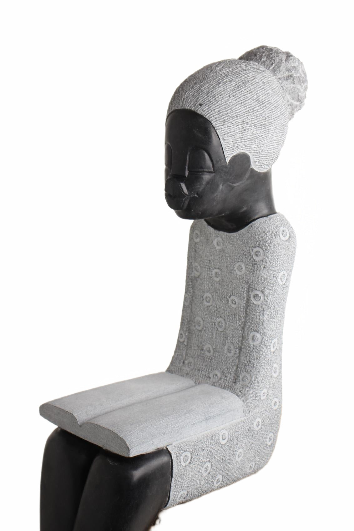 Shona Tribe Springstone Book Reader ~35.4" Tall (New 2026) - Sculpture & Statuary