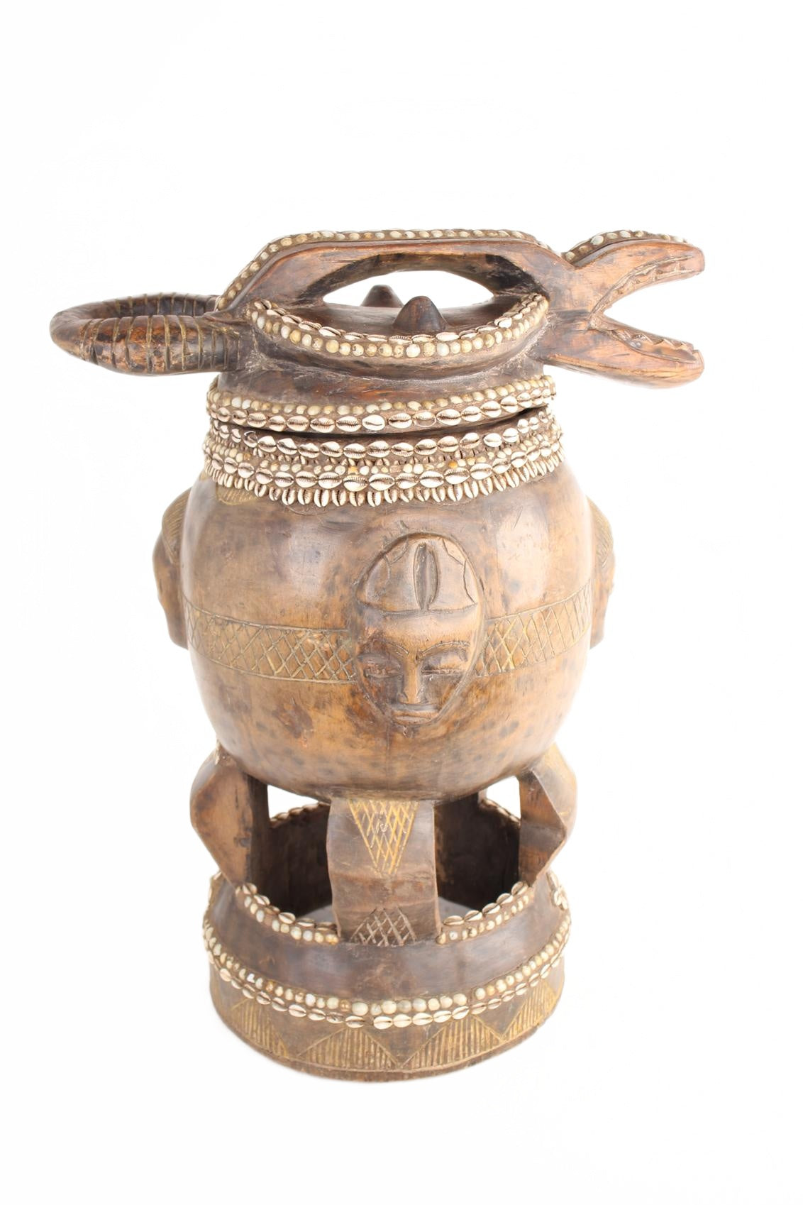 Baule Tribe Antique Wooden Pots ~27.2" Tall (New 2026) - Sculpture & Statuary