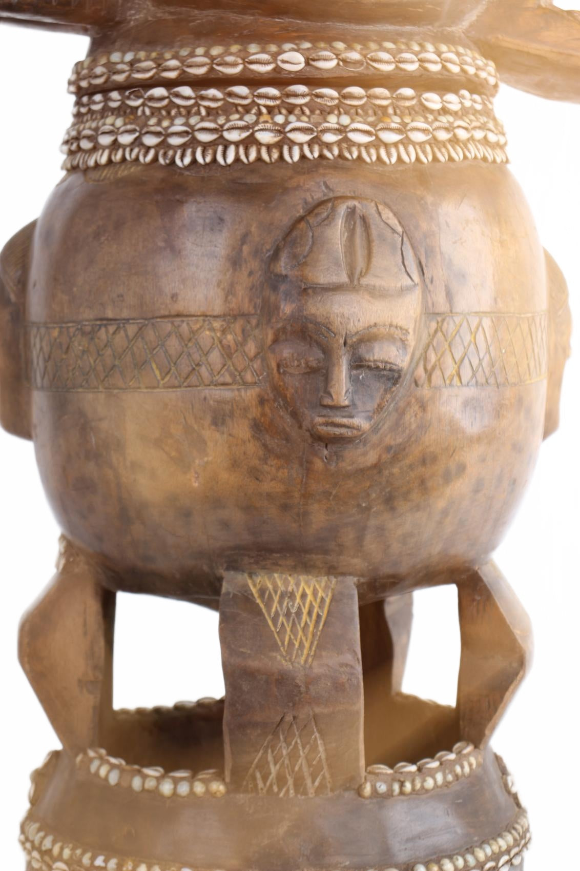Baule Tribe Antique Wooden Pots ~27.2" Tall (New 2026) - Sculpture & Statuary