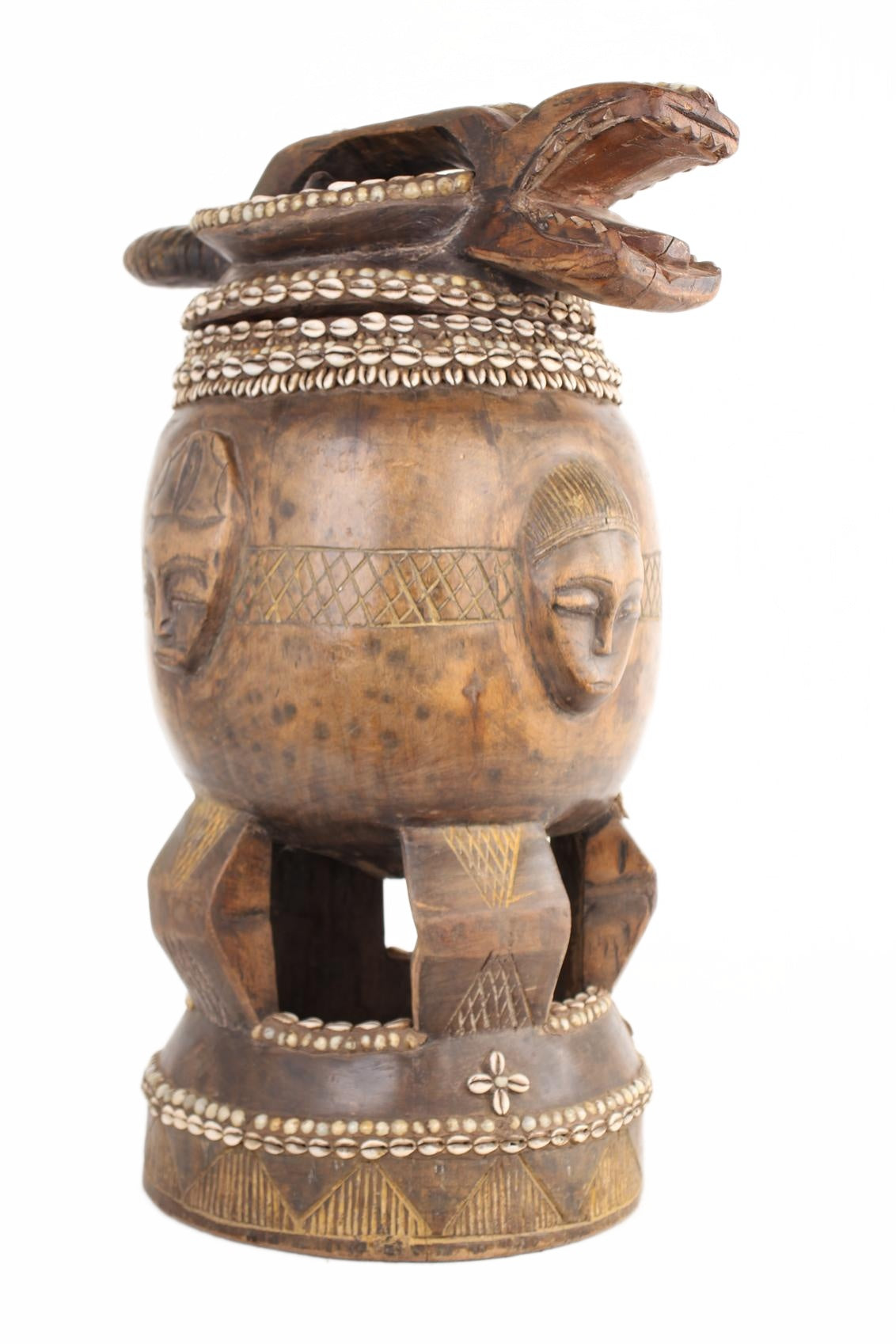 Baule Tribe Antique Wooden Pots ~27.2" Tall (New 2026) - Sculpture & Statuary