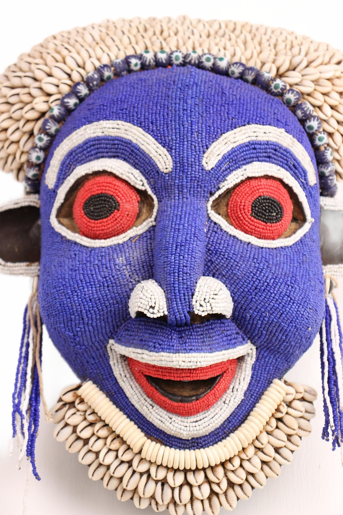 Bamileke Tribe Beaded Mask ~15.0" Tall (New 2026) - Masks