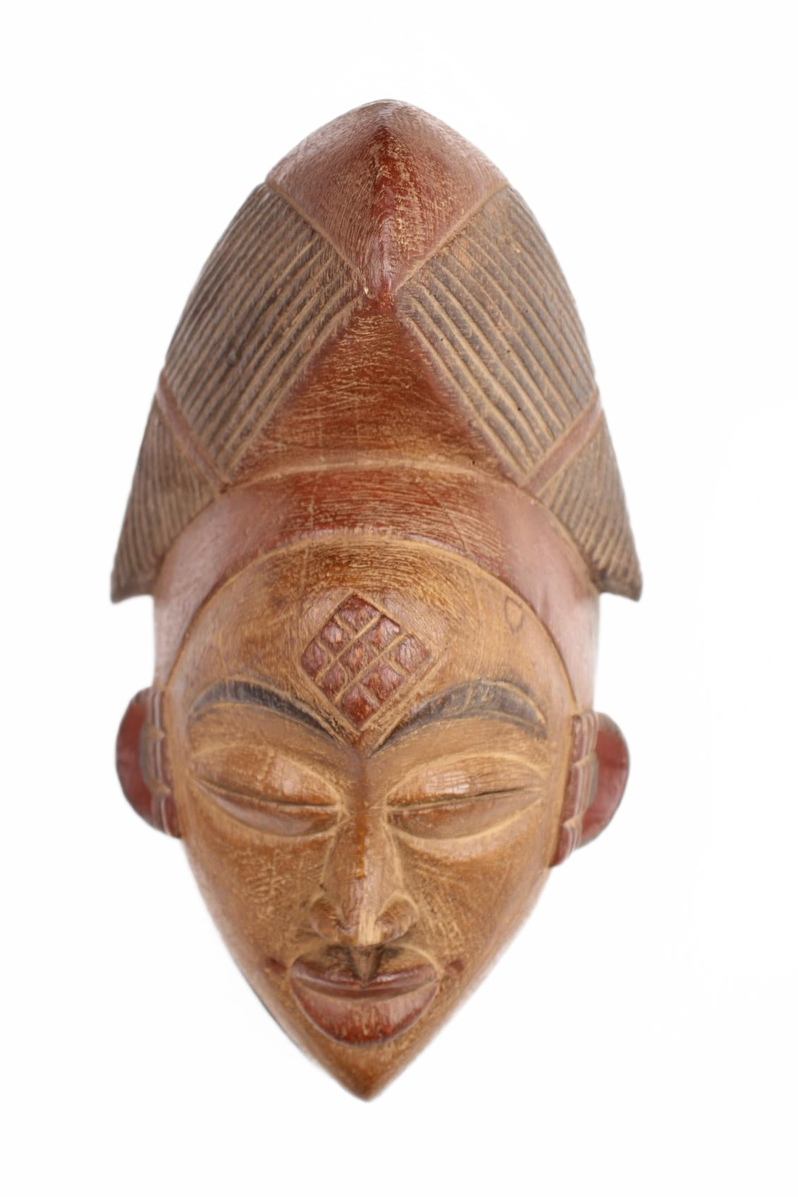 Punu Tribe Painted Mask ~13.0" Tall (New 2026) - Masks