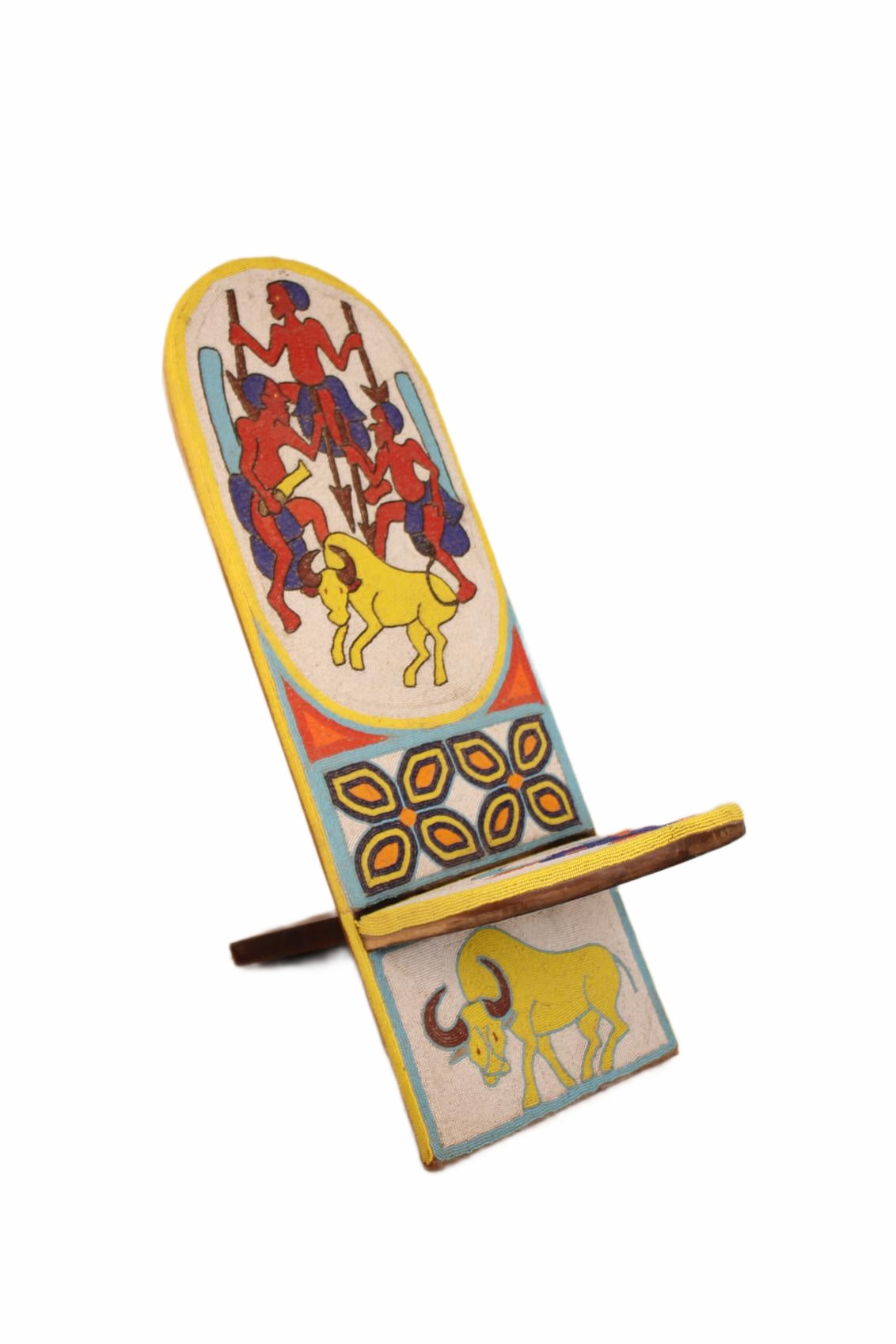 Bamileke Tribe Beaded Crocodile Bench ~44.5" Tall (New 2026) - Furniture