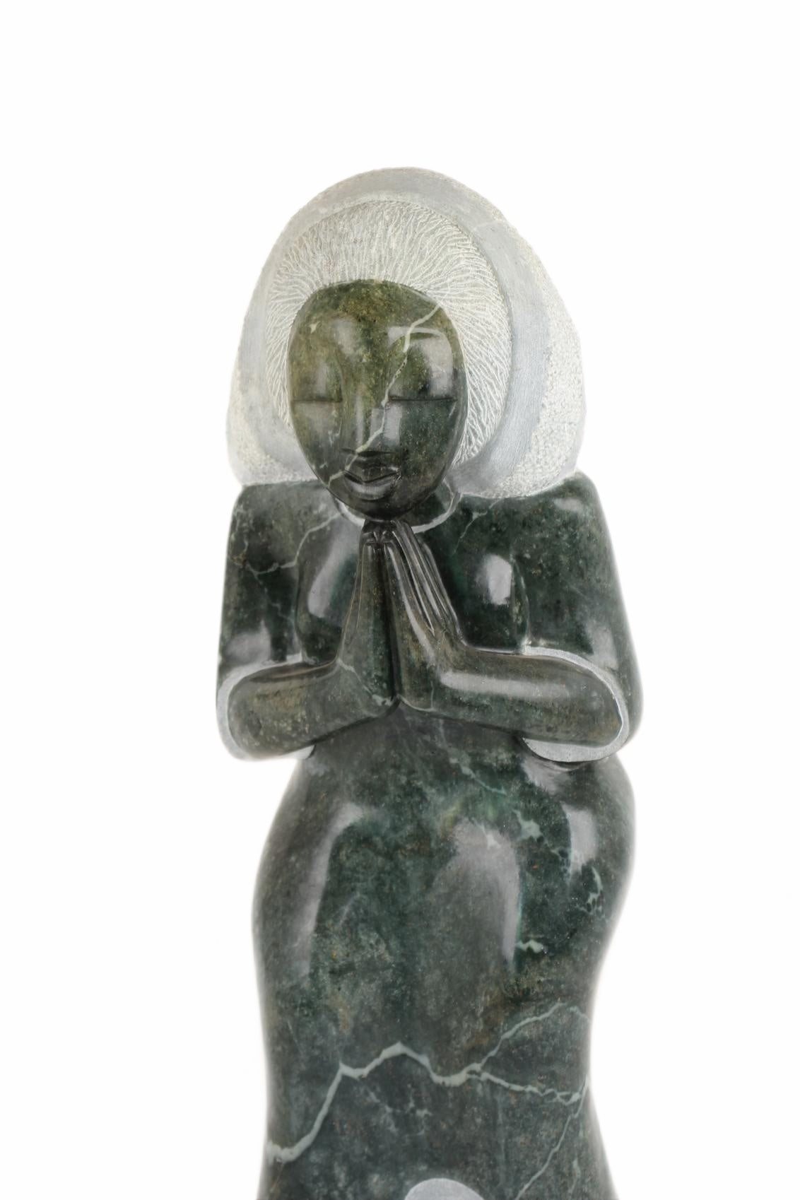 Shona Tribe Opal Stone Praying Woman Sculpture ~28.0" Tall (New 2026) - Sculpture & Statuary