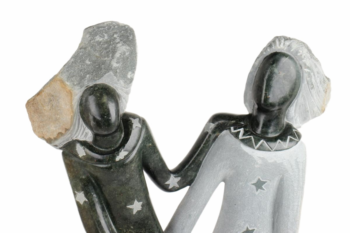 Shona Tribe Opal Stone Sisters ~33.5" Tall (New 2026) - Sculpture & Statuary