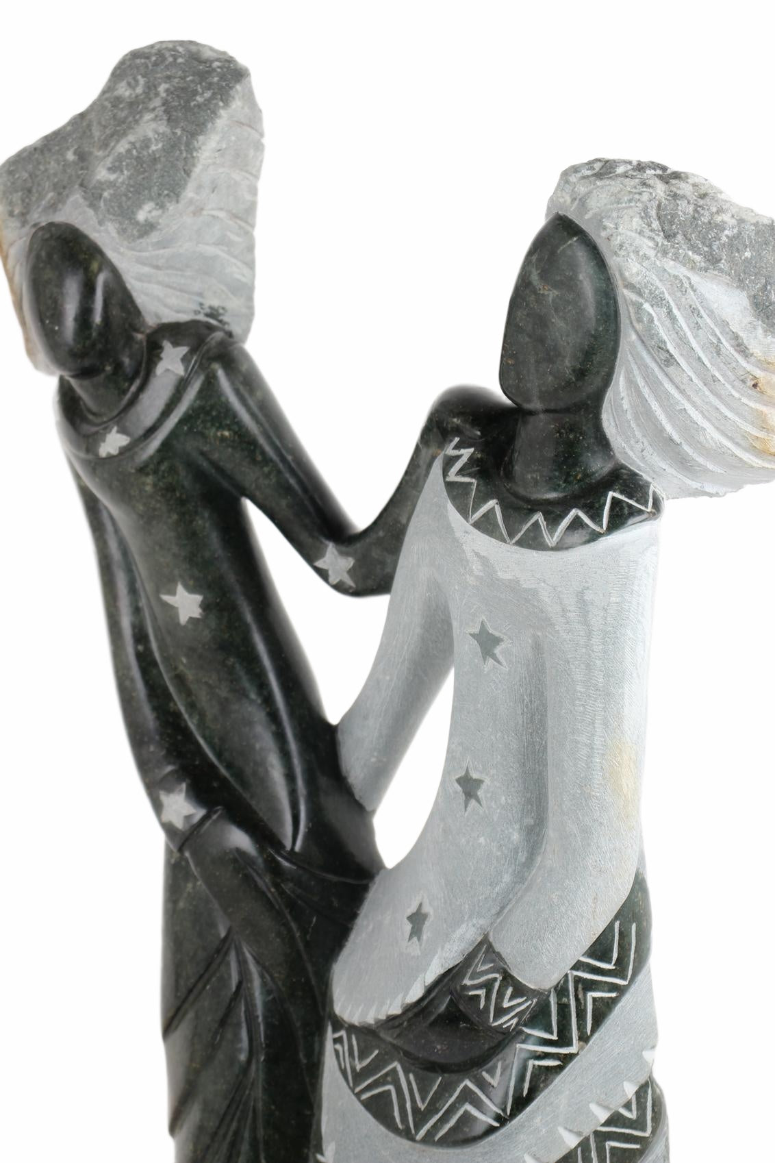 Shona Tribe Opal Stone Sisters ~33.5" Tall (New 2026) - Sculpture & Statuary
