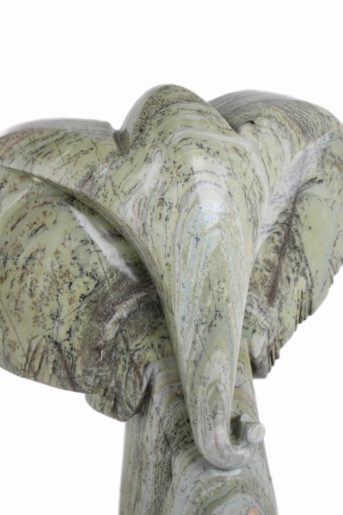 Shona Tribe Butter Jade Elephant ~22.4" Tall (New 2026) - Sculpture & Statuary