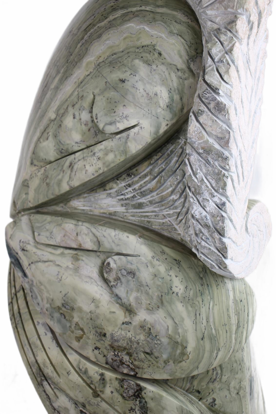 Shona Tribe Butter Jade Mother and Child ~48.0" Tall (New 2026) - Sculpture & Statuary